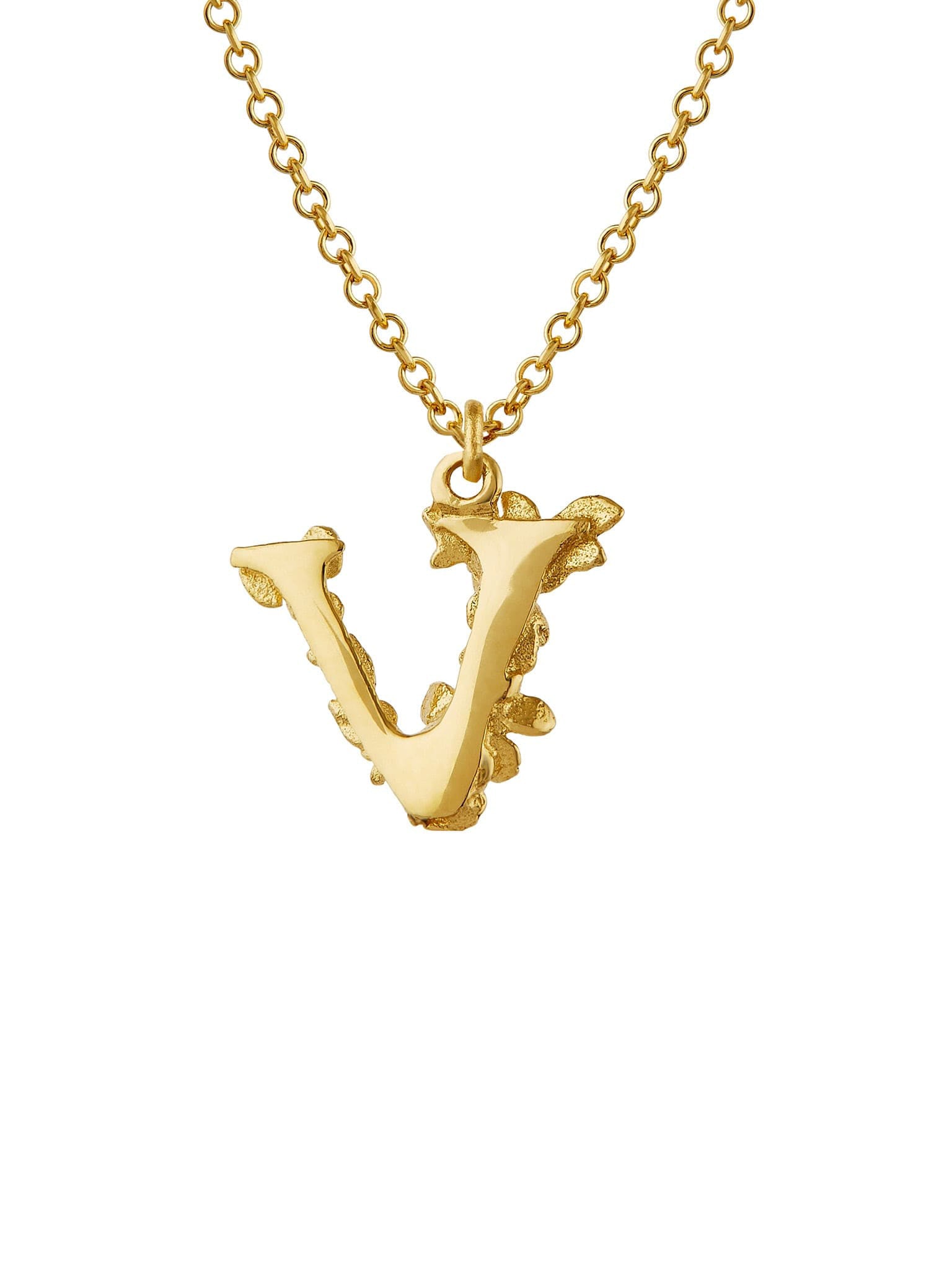 Teeny Tiny Floral Letter V Necklace - image 4 | 18ct yellow gold