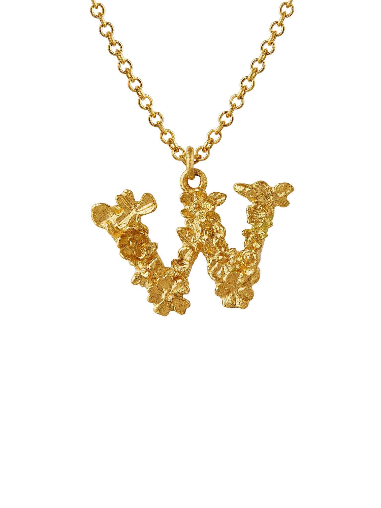 Teeny Tiny Floral Letter W Necklace - image 1 | 18ct yellow gold