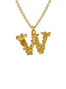 Teeny Tiny Floral Letter W Necklace