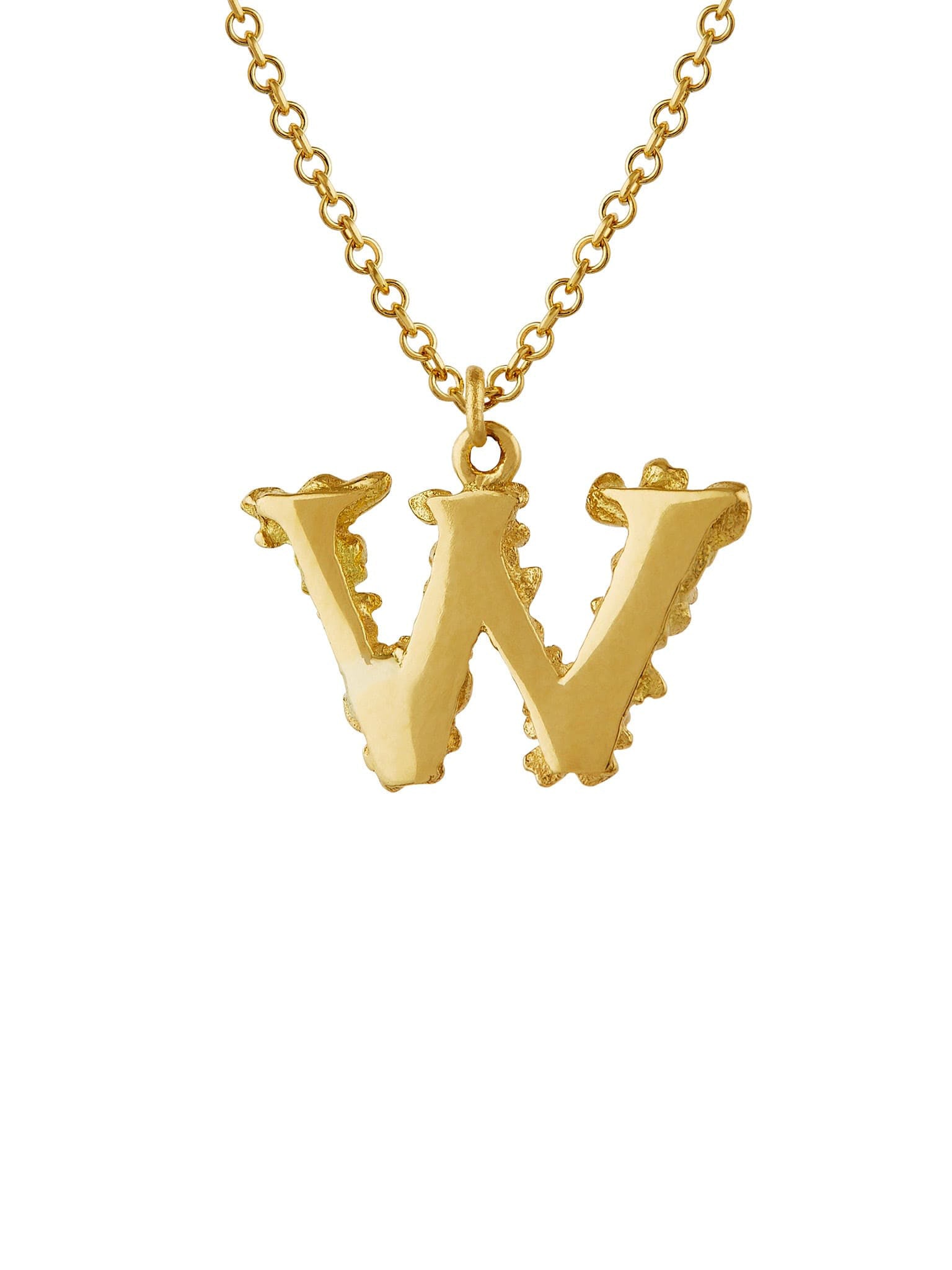 Teeny Tiny Floral Letter W Necklace - image 4 | 18ct yellow gold