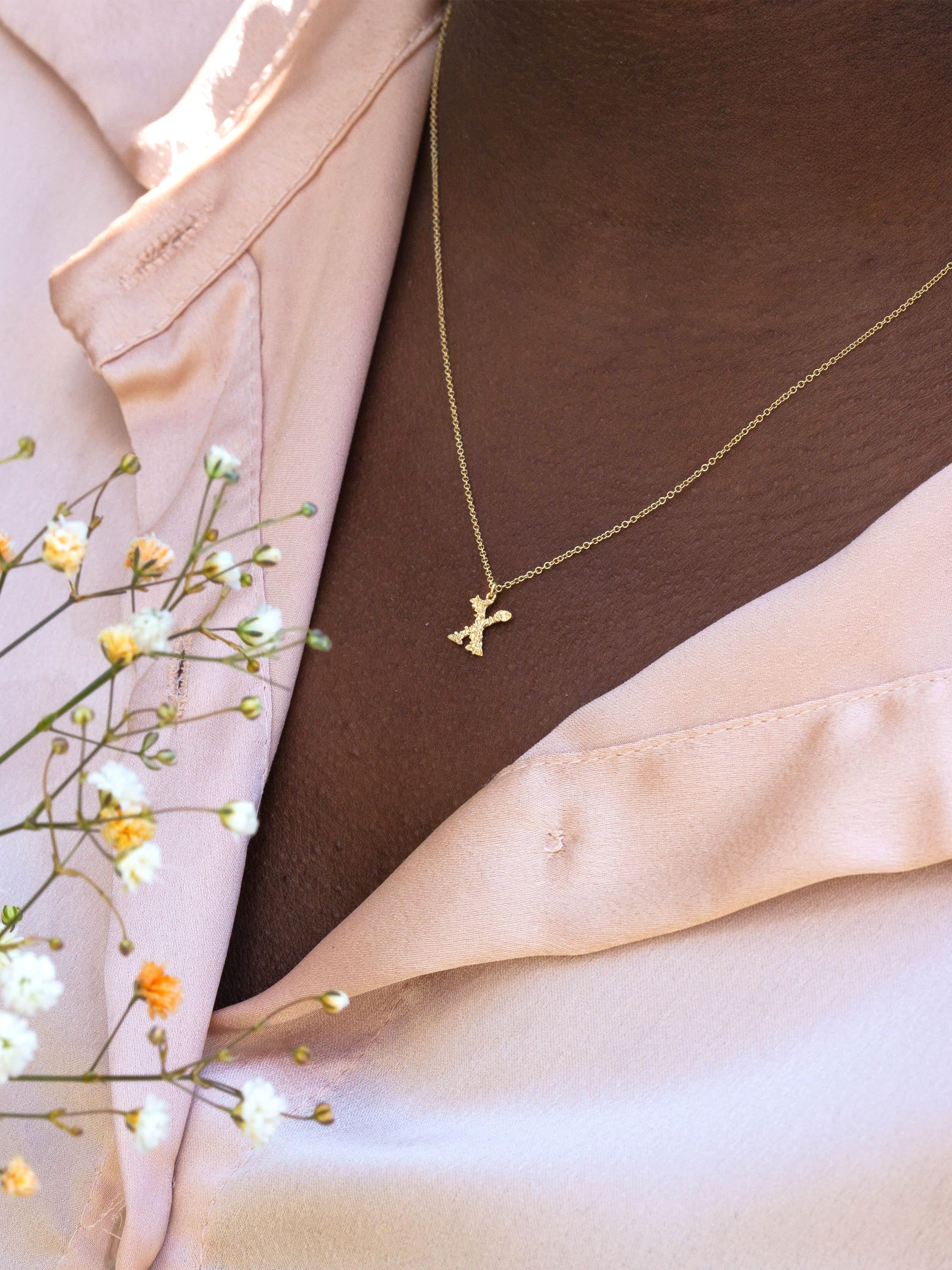 Teeny Tiny Floral Letter X Necklace - image 2