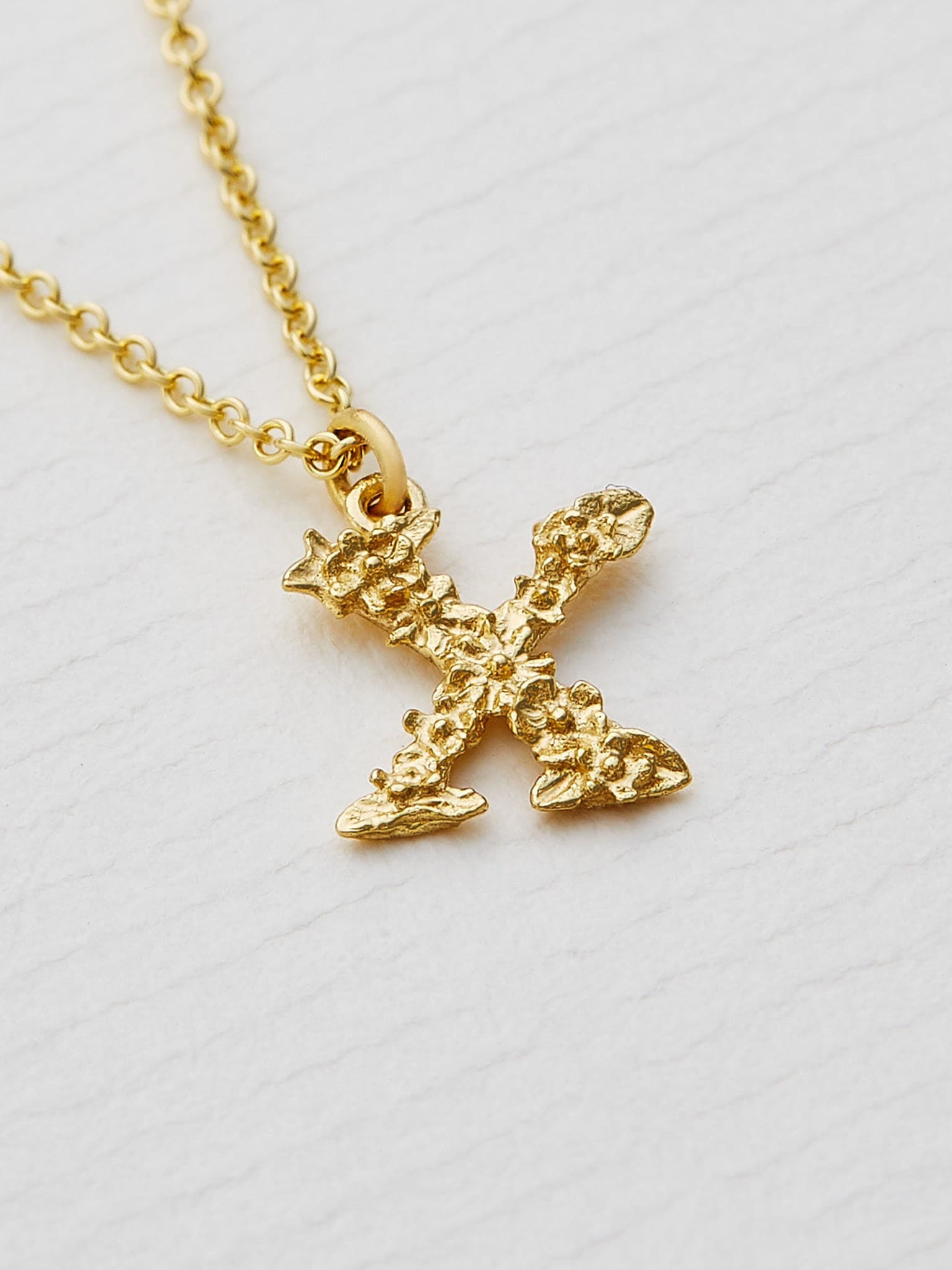 Teeny Tiny Floral Letter X Necklace - image 3 | 18ct yellow gold