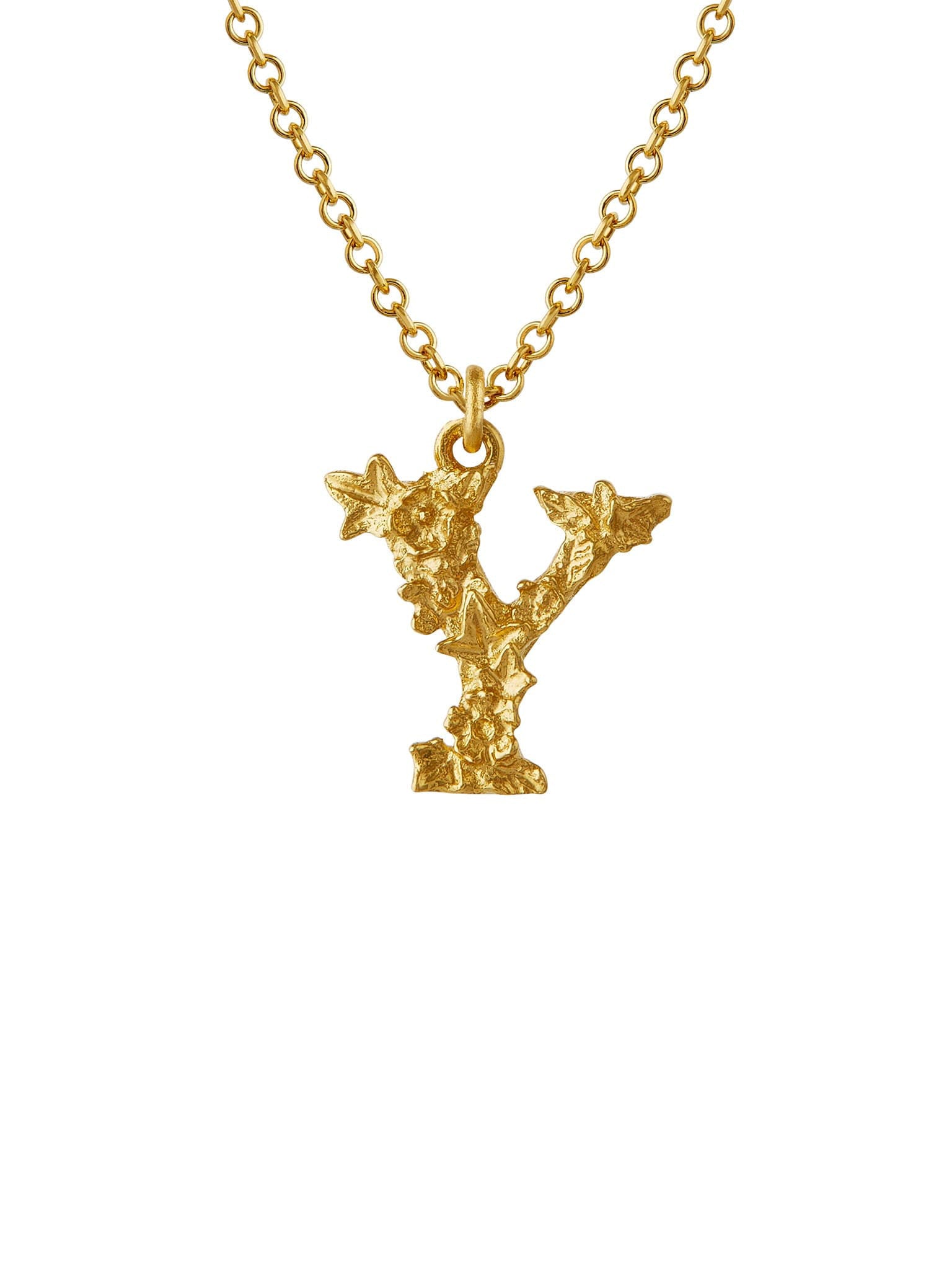 Teeny Tiny Floral Letter Y Necklace - image 1 | 18ct yellow gold