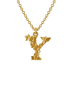 Teeny Tiny Floral Letter Y Necklace