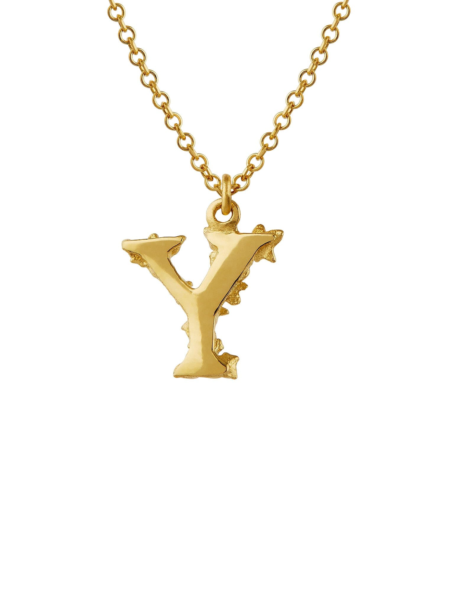 Teeny Tiny Floral Letter Y Necklace - image 4 | 18ct yellow gold