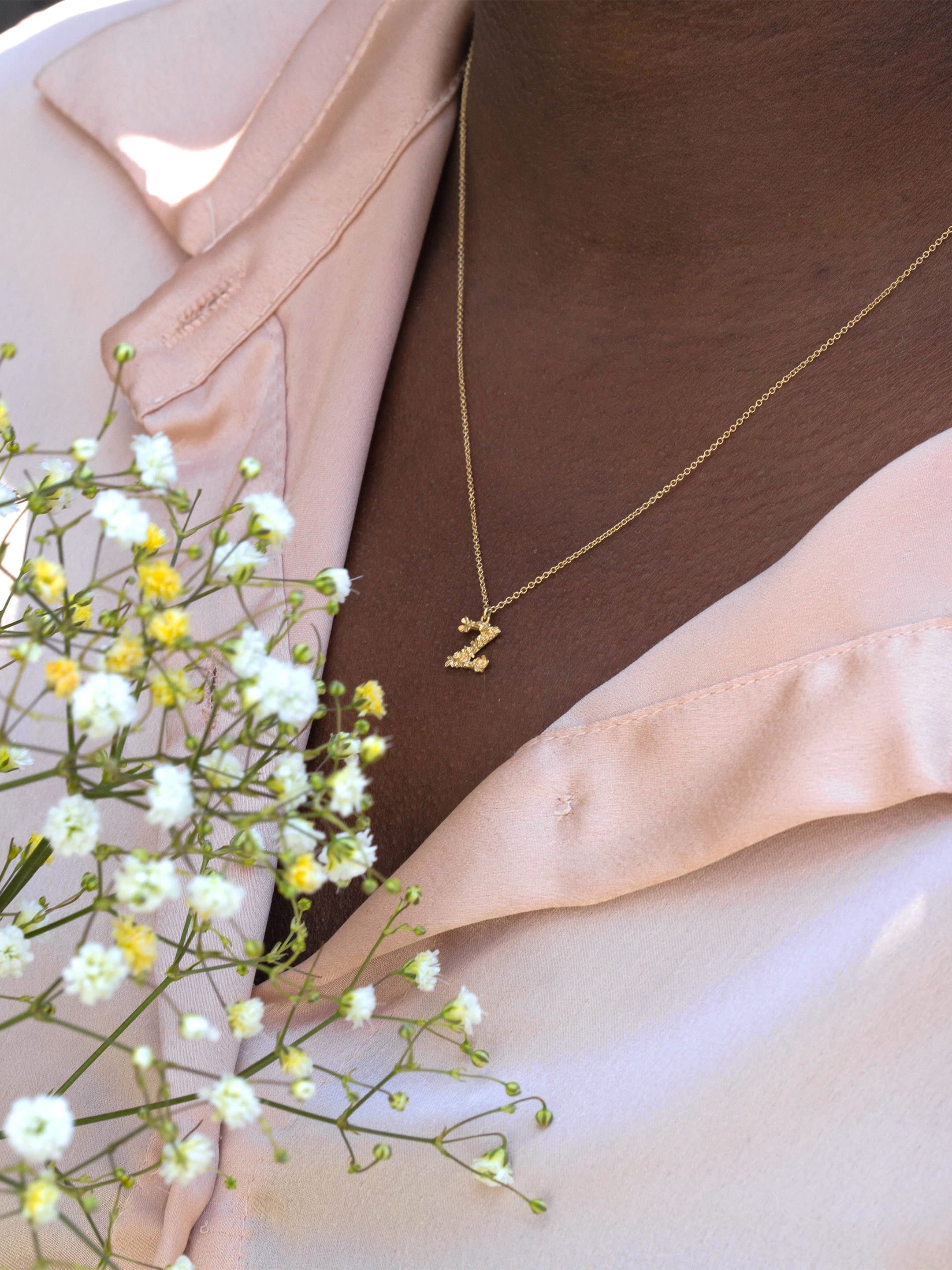Teeny Tiny Floral Letter Z Necklace - image 2