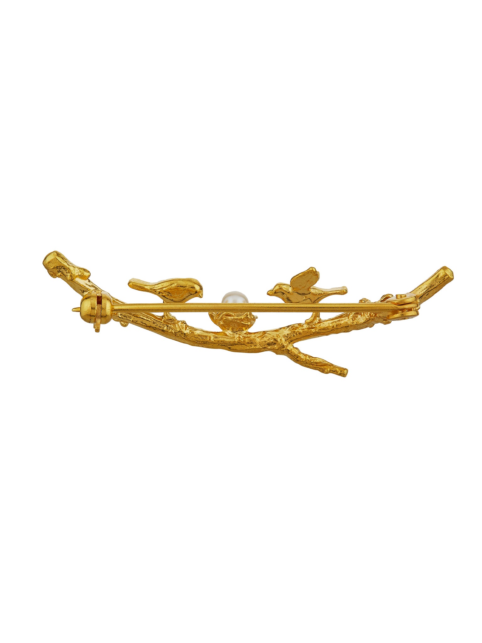 Two Birds on a Branch Brooch - image 3 | gold plate