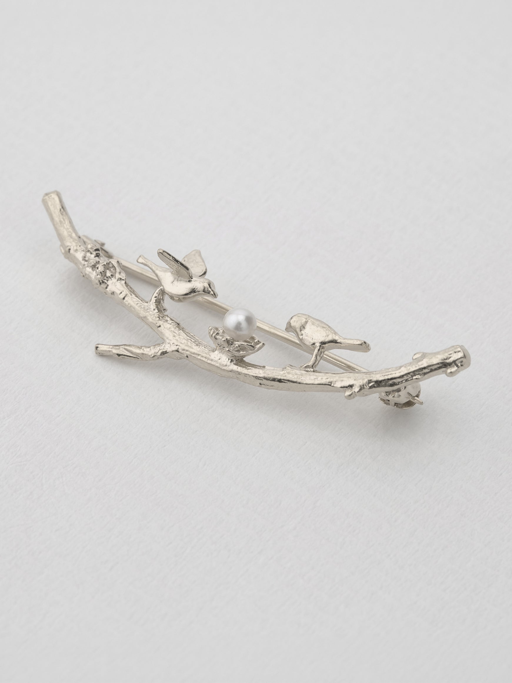 Two Birds on a Branch Brooch - image 5 | silver