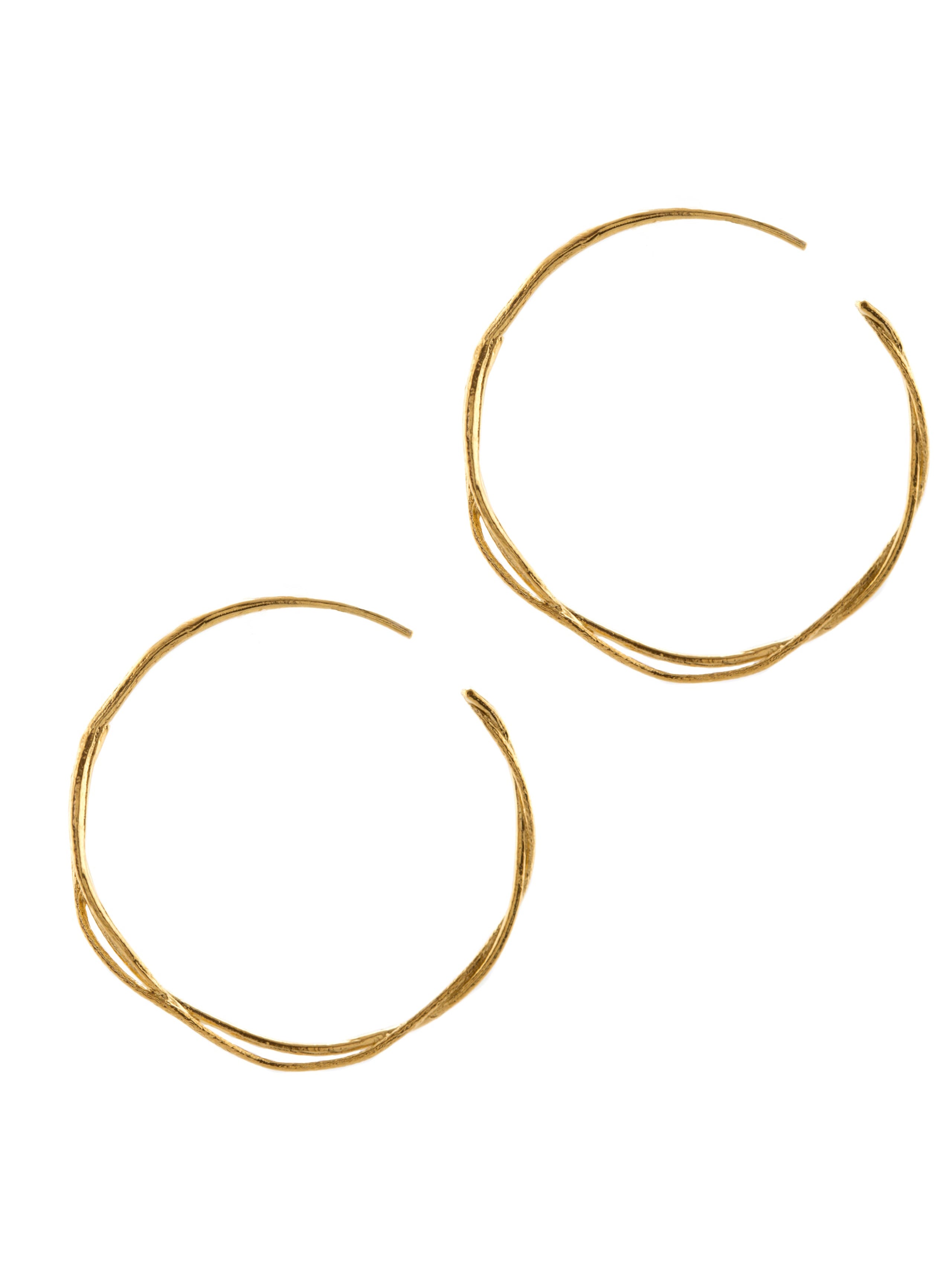 Fine Twist Hoop Earrings - image 1 | gold plate
