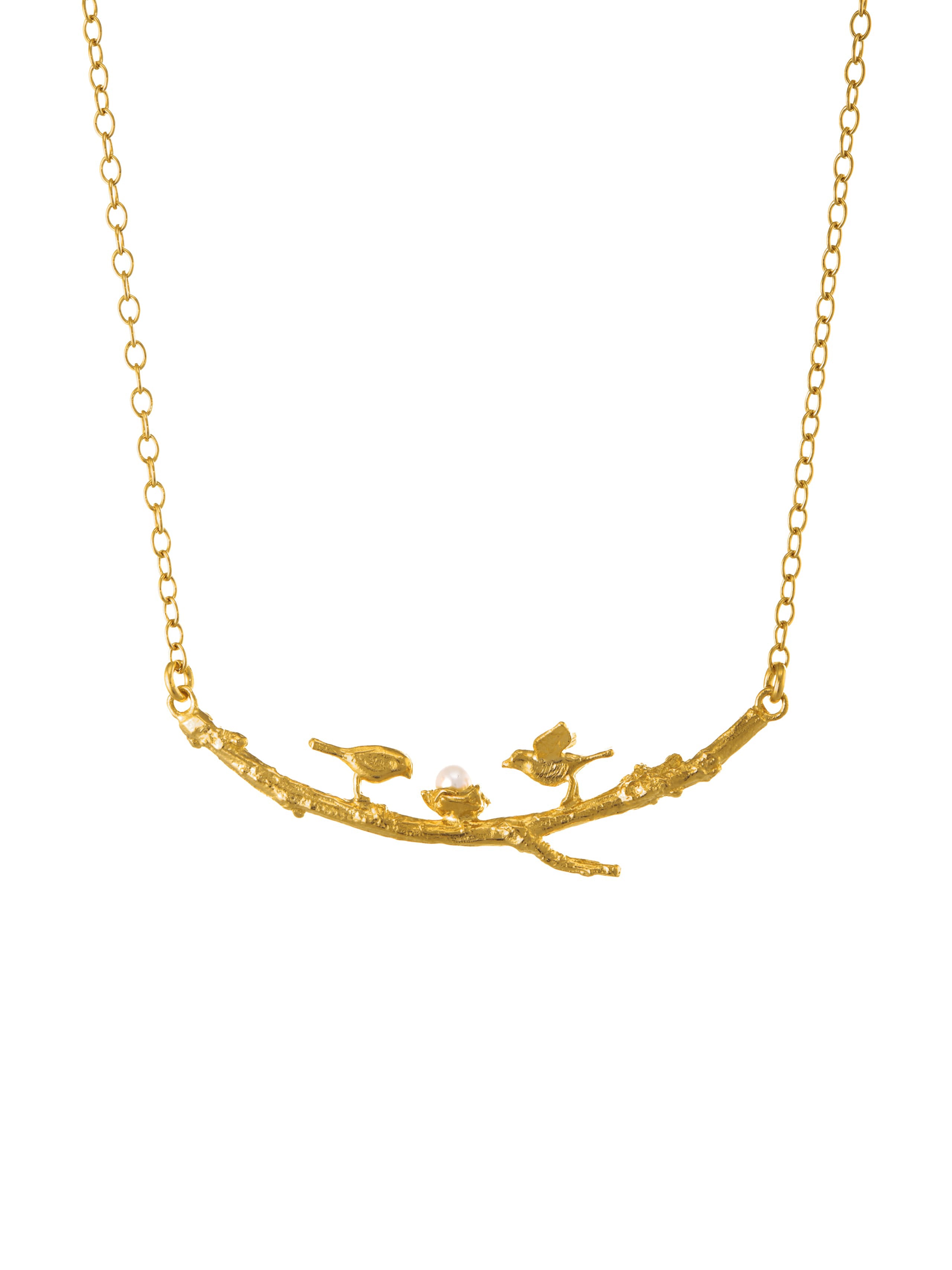 Two Birds on a Branch Necklace - image 1 | gold plate