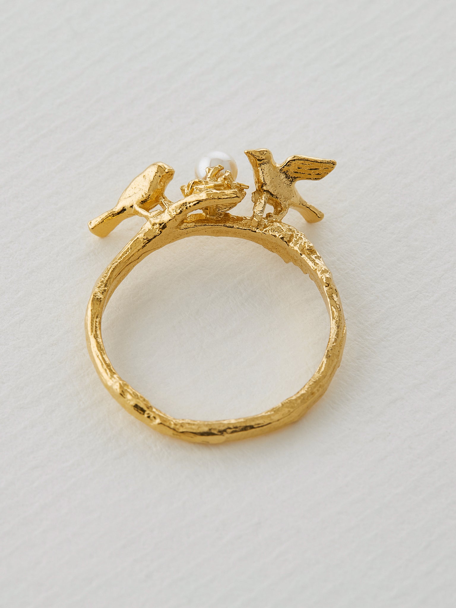 Birds & Nest Ring - image 2 | gold plate