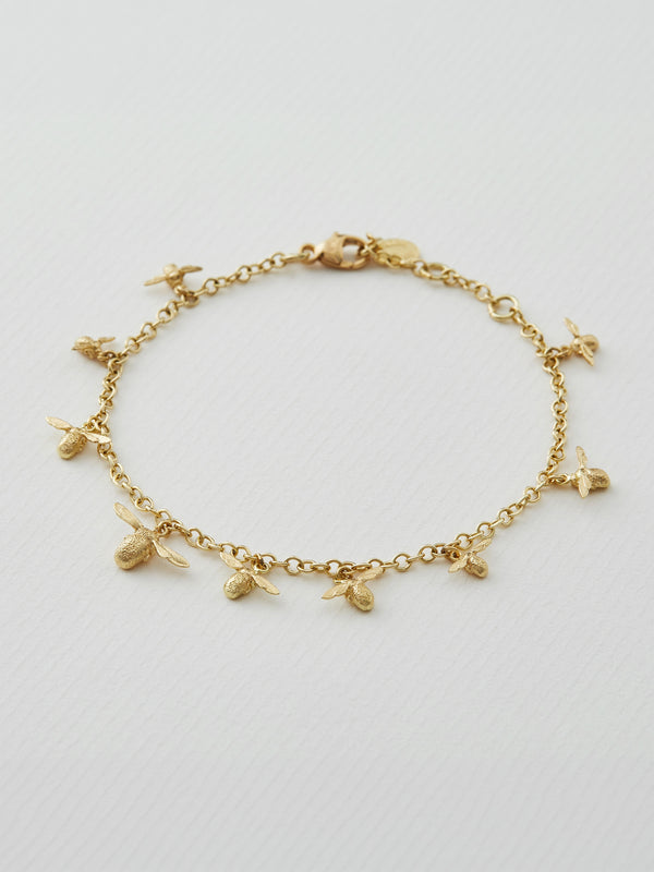 The Beekeeper's Hive Charm Bracelet with 9 Miniature Bees
