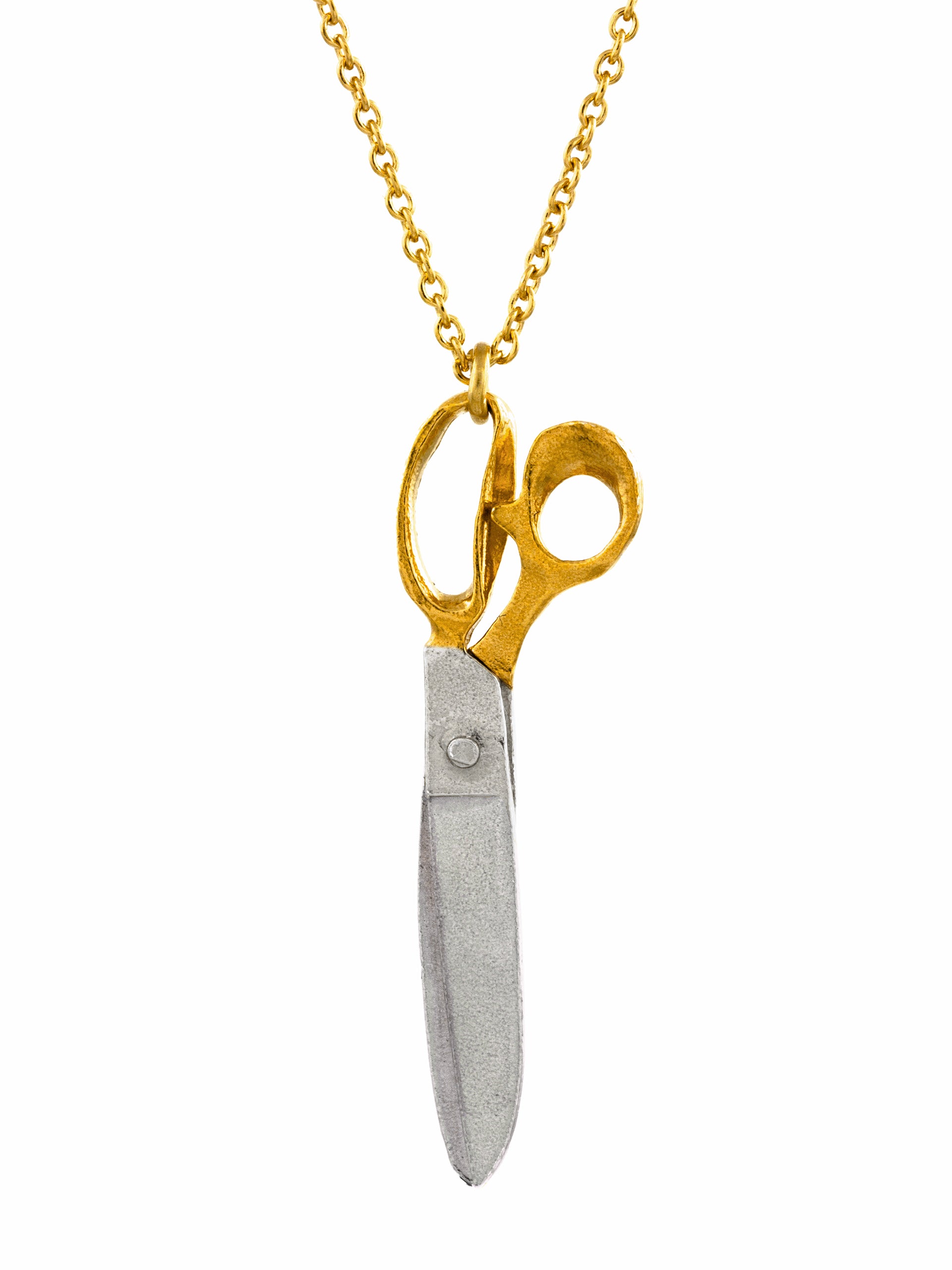 Shearing Scissors Necklace - image 3 | silver & gold plate