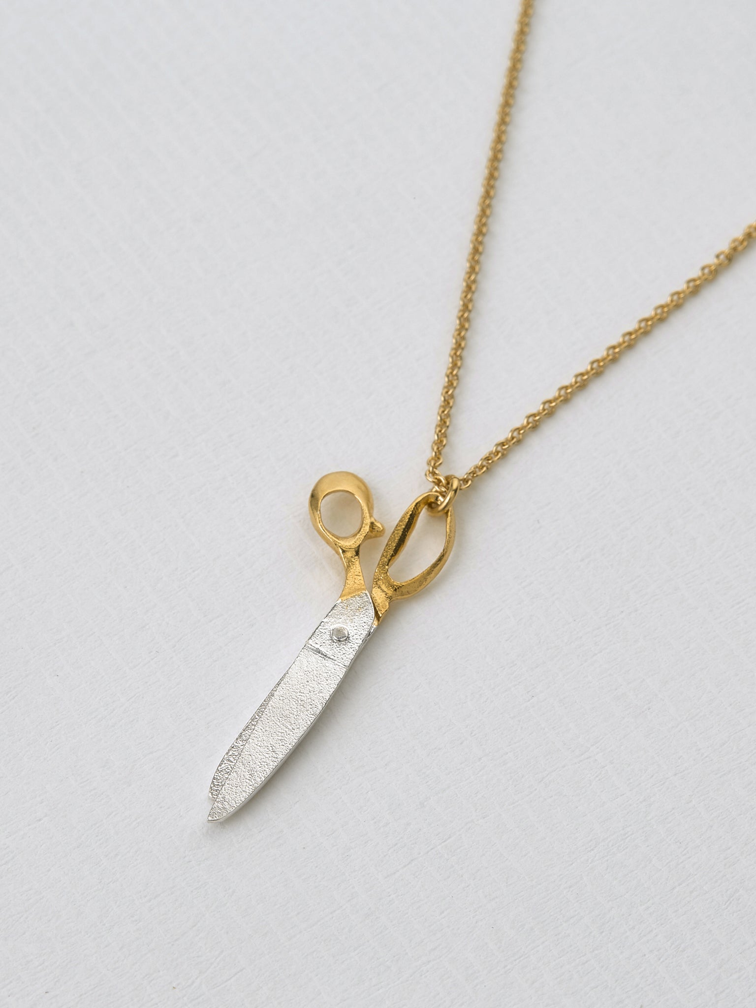 Shearing Scissors Necklace - image 2 | silver & gold plate