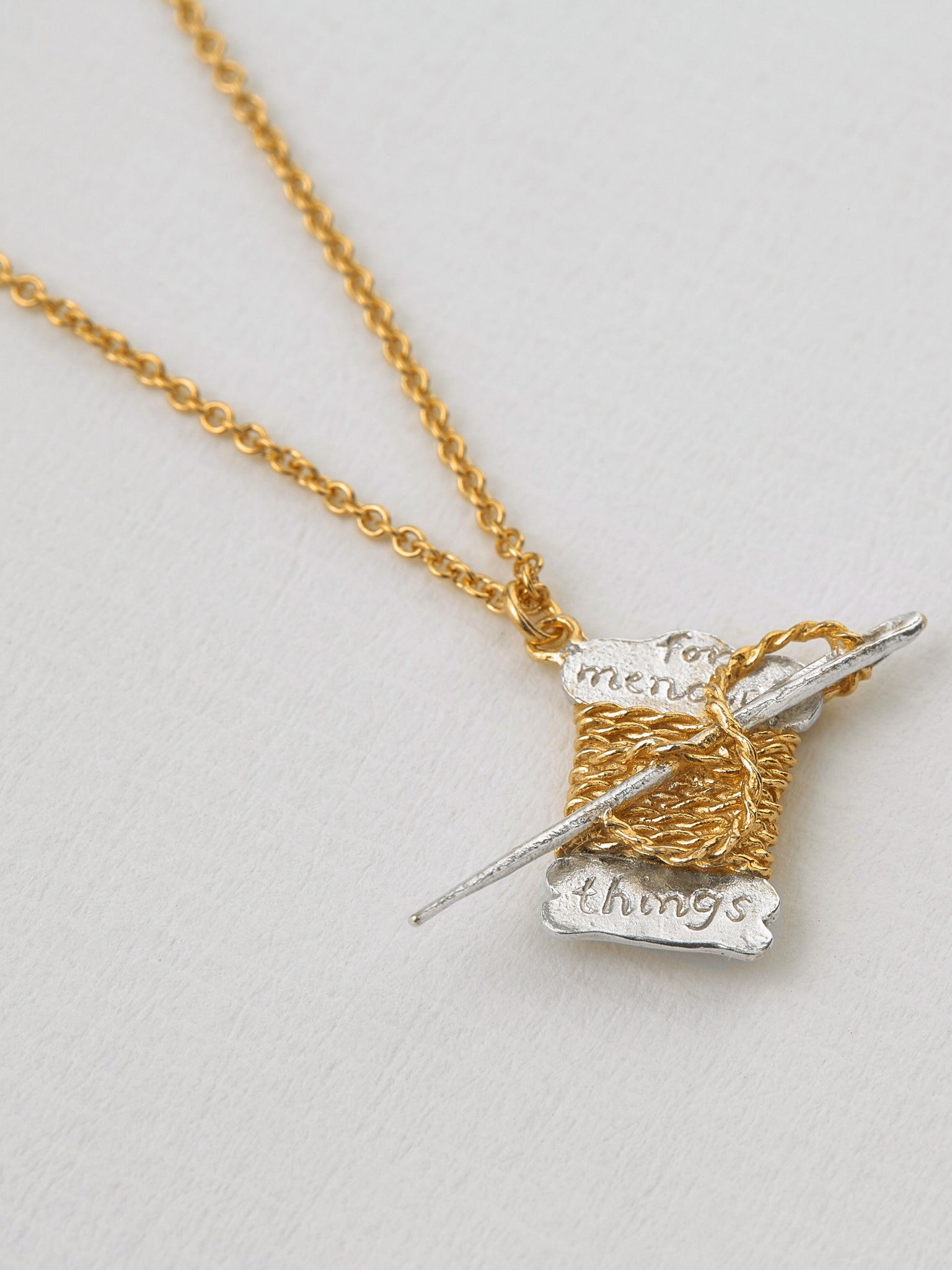 Twine & Needle 'For Mending Things' Necklace - image 2 | silver & gold plate