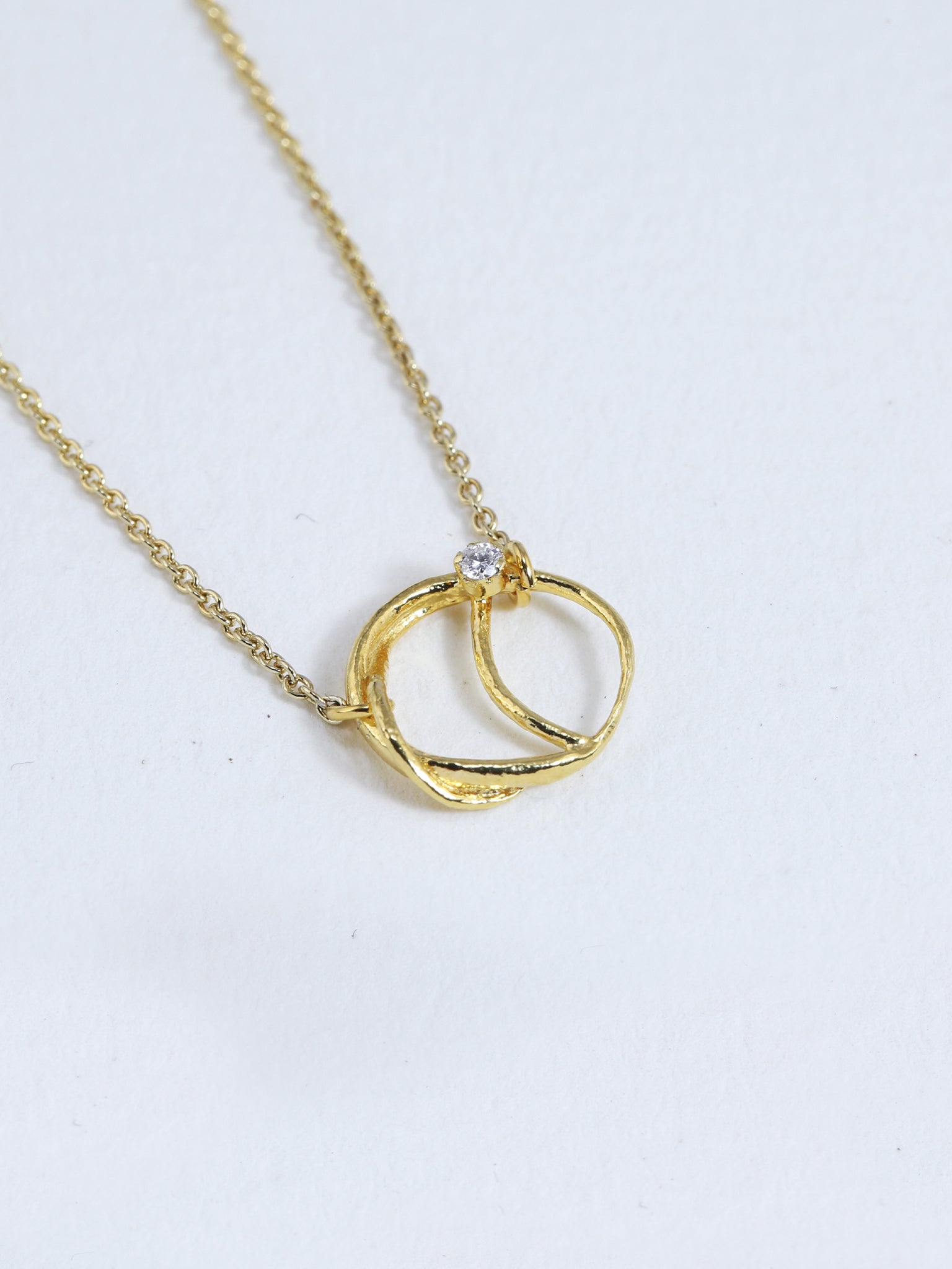 Small Twist Loop Necklace set with Diamond - image 2 | gold plate