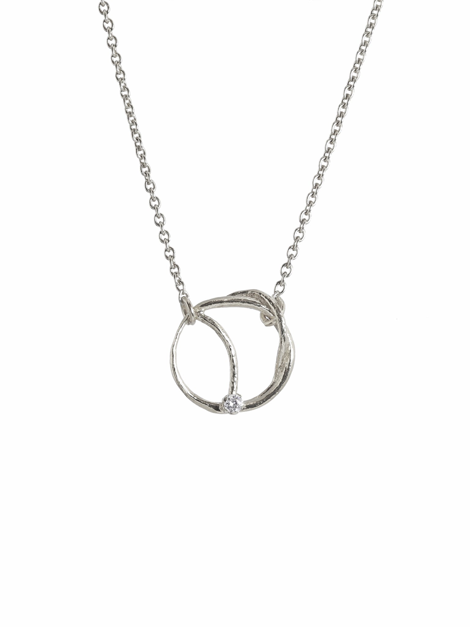 Small Twist Loop Necklace set with Diamond - image 3 | silver