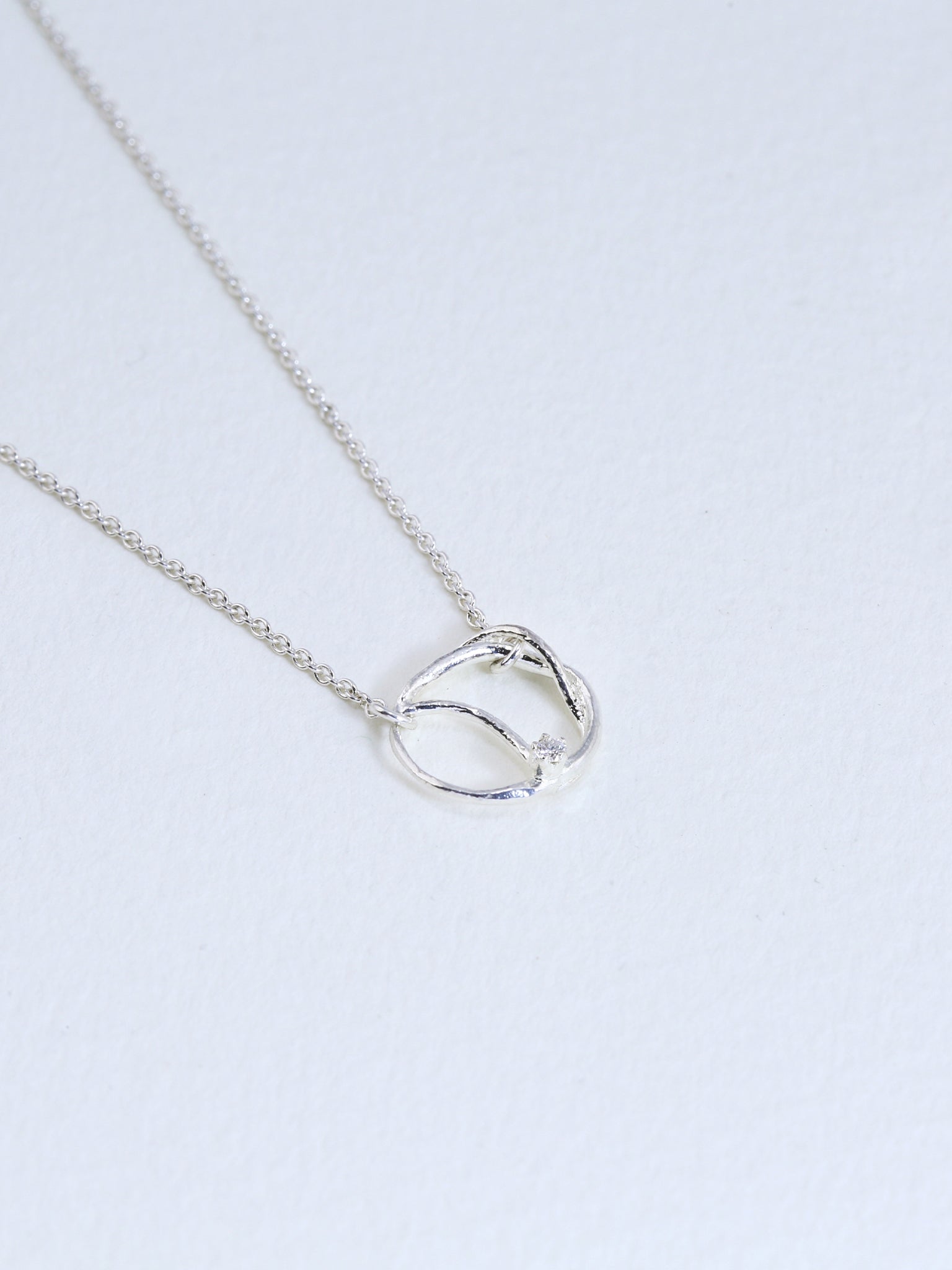 Small Twist Loop Necklace set with Diamond - image 4 | silver