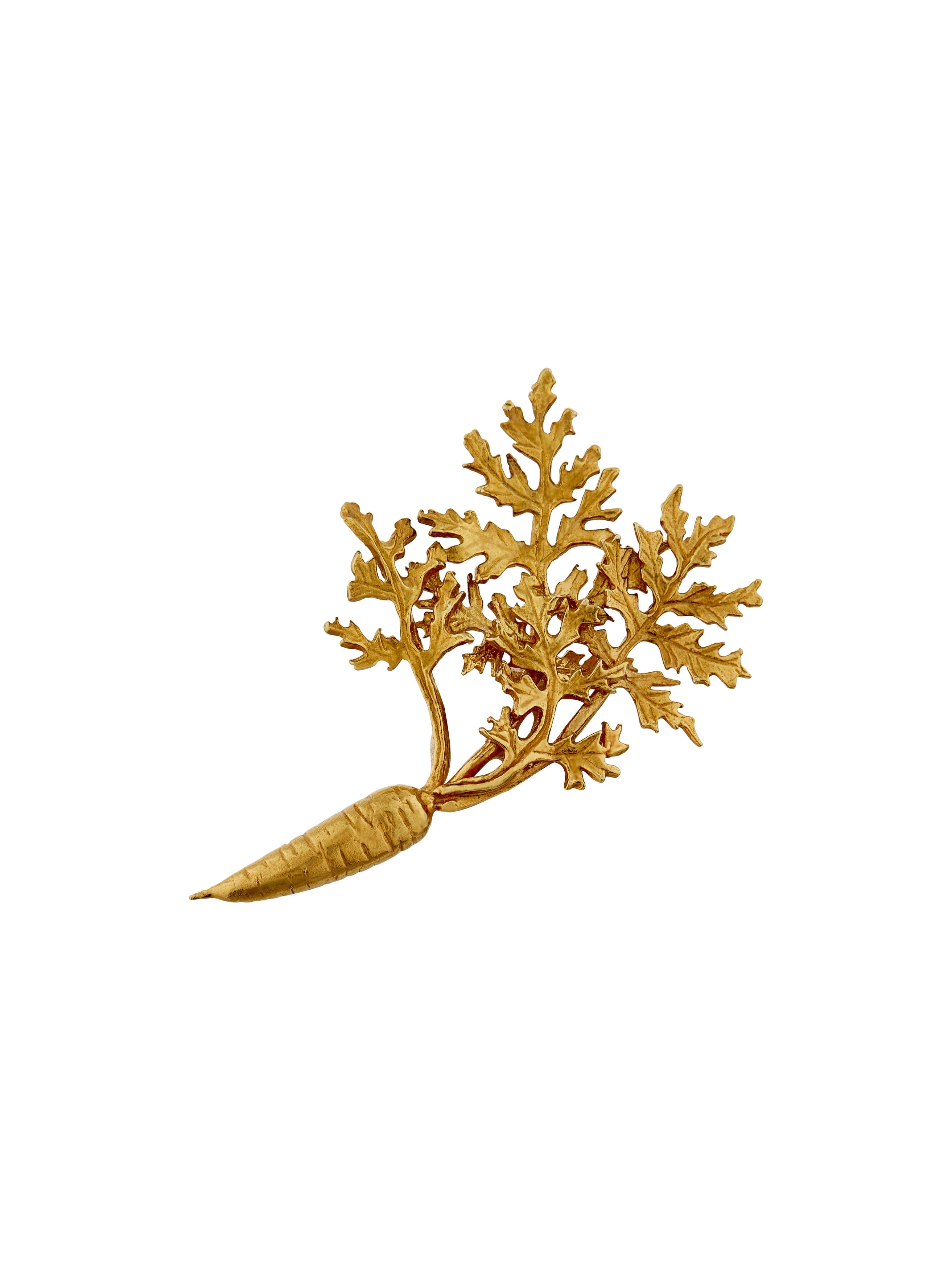 Leafy Carrot Pin Brooch - image 1 | gold plate