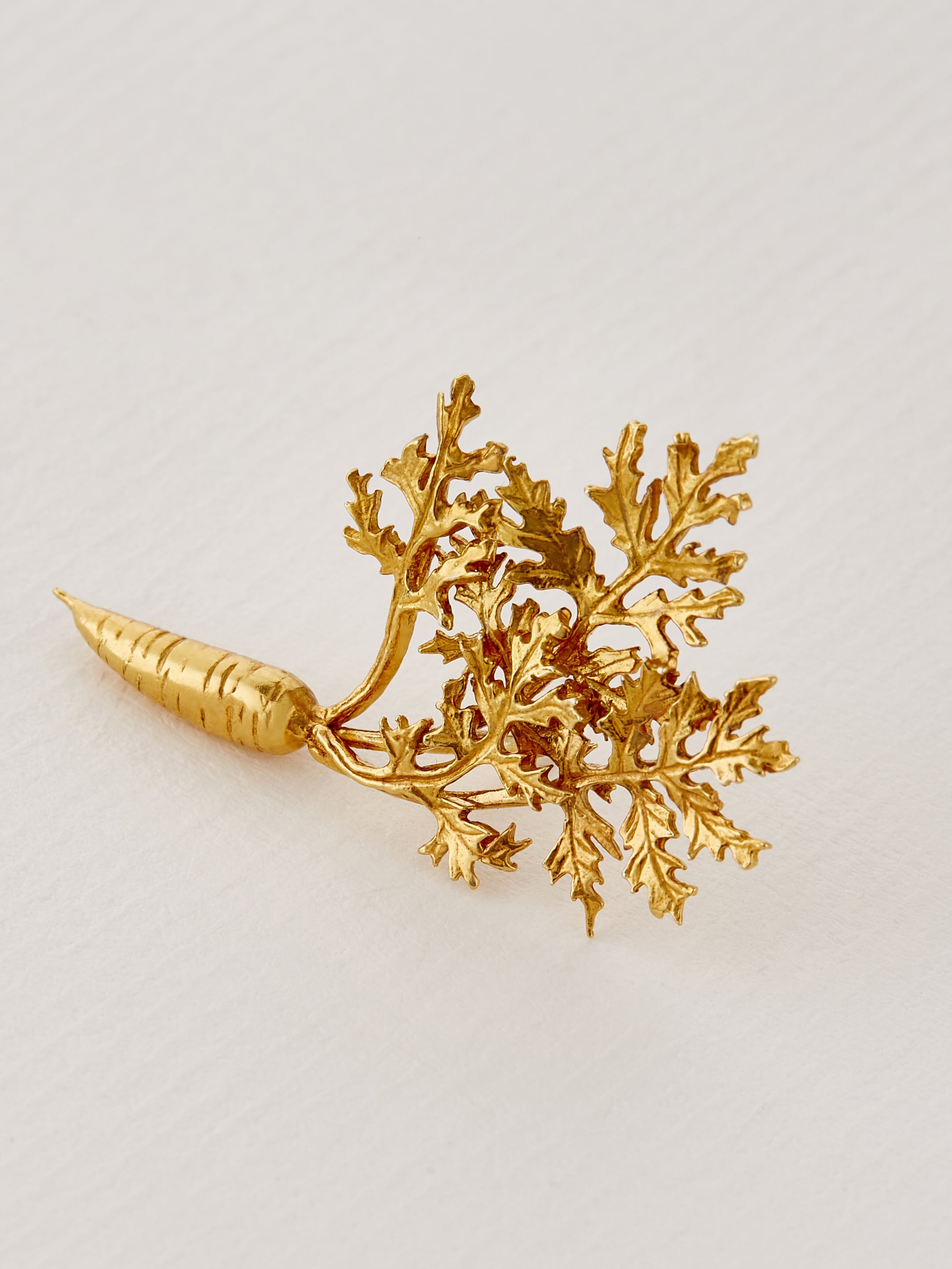 Leafy Carrot Pin Brooch - image 2 | gold plate