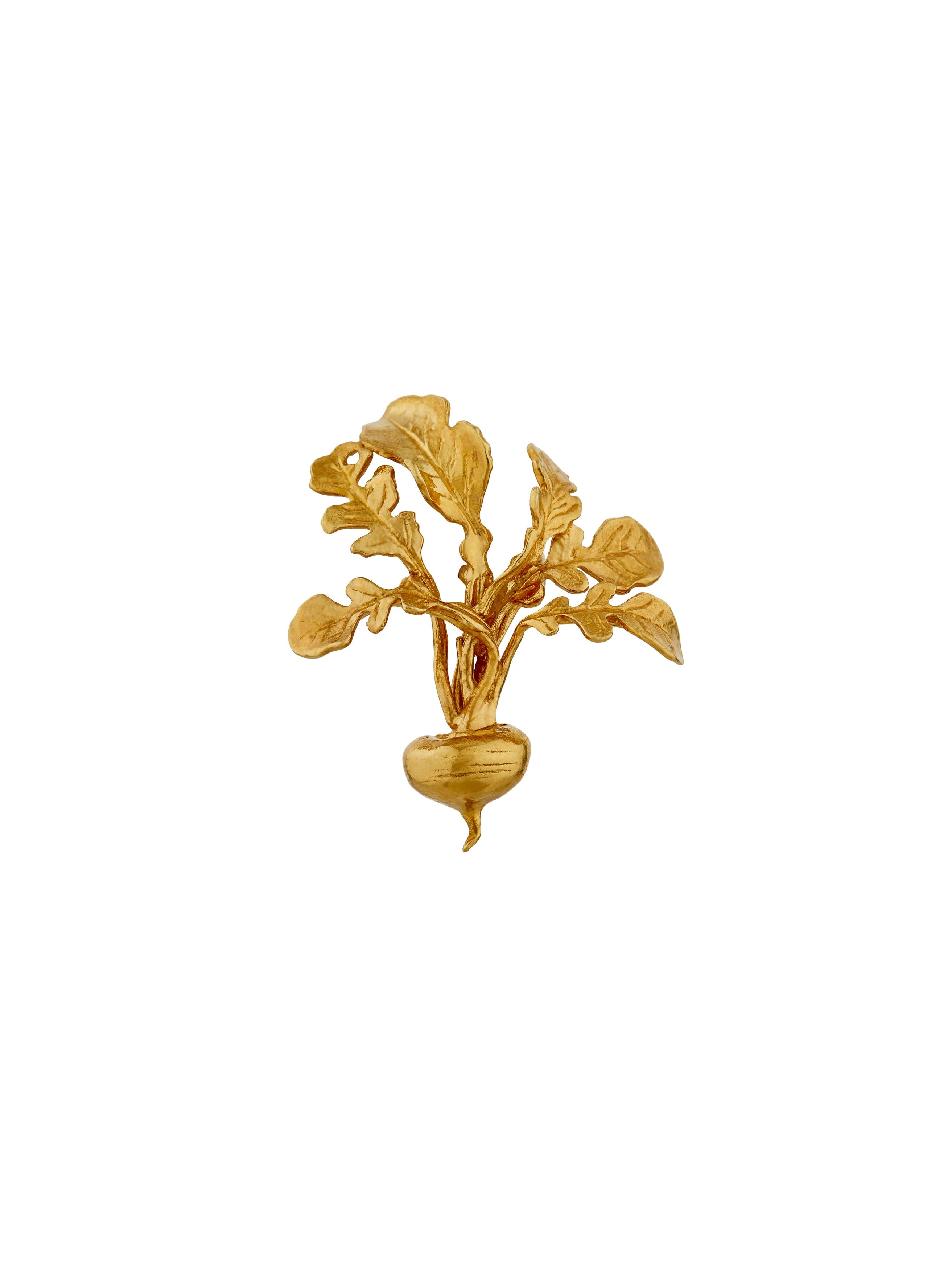 Leafy Turnip Pin Brooch - image 1 | gold plate