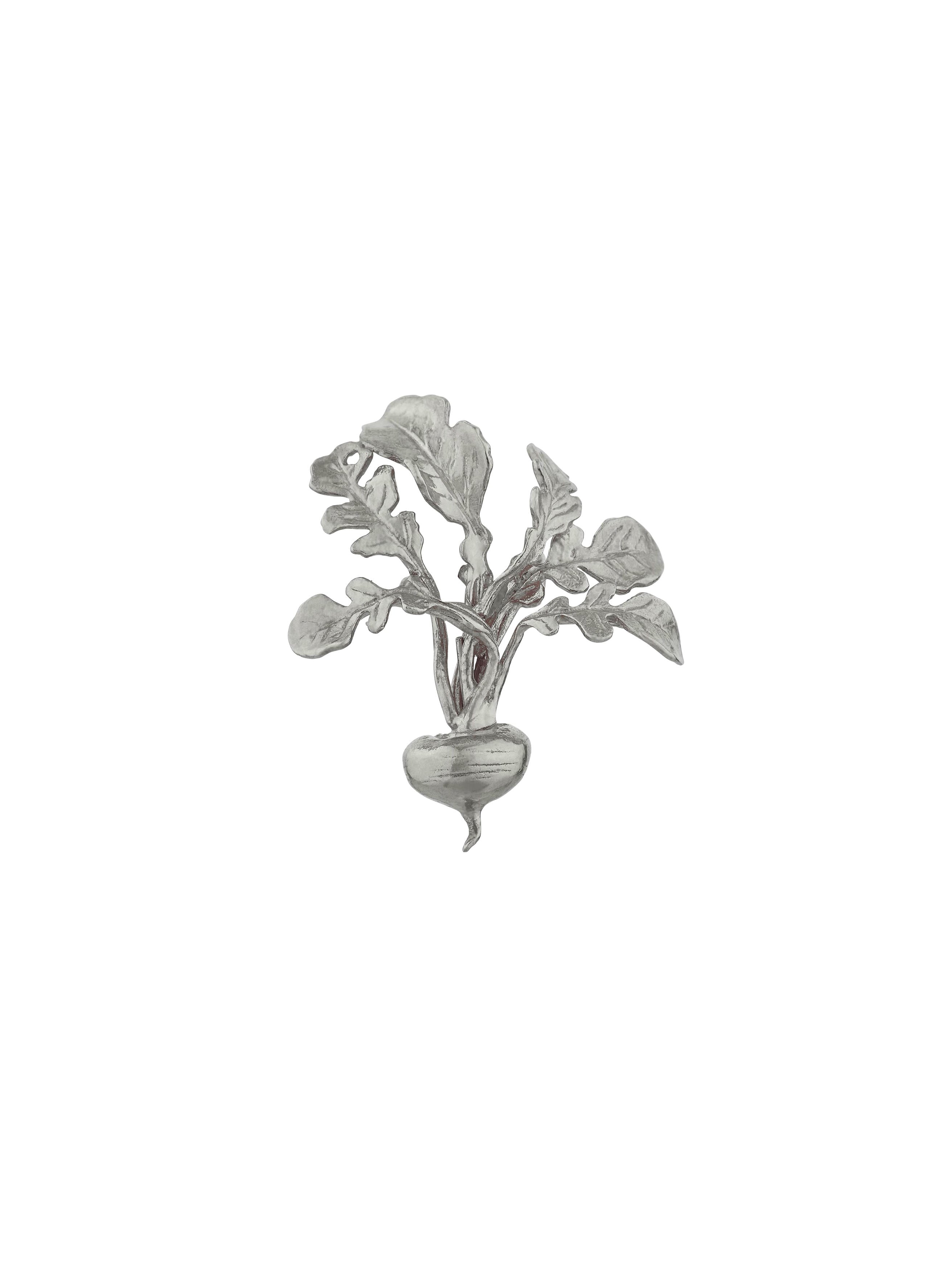 Leafy Turnip Pin Brooch - image 3 | silver