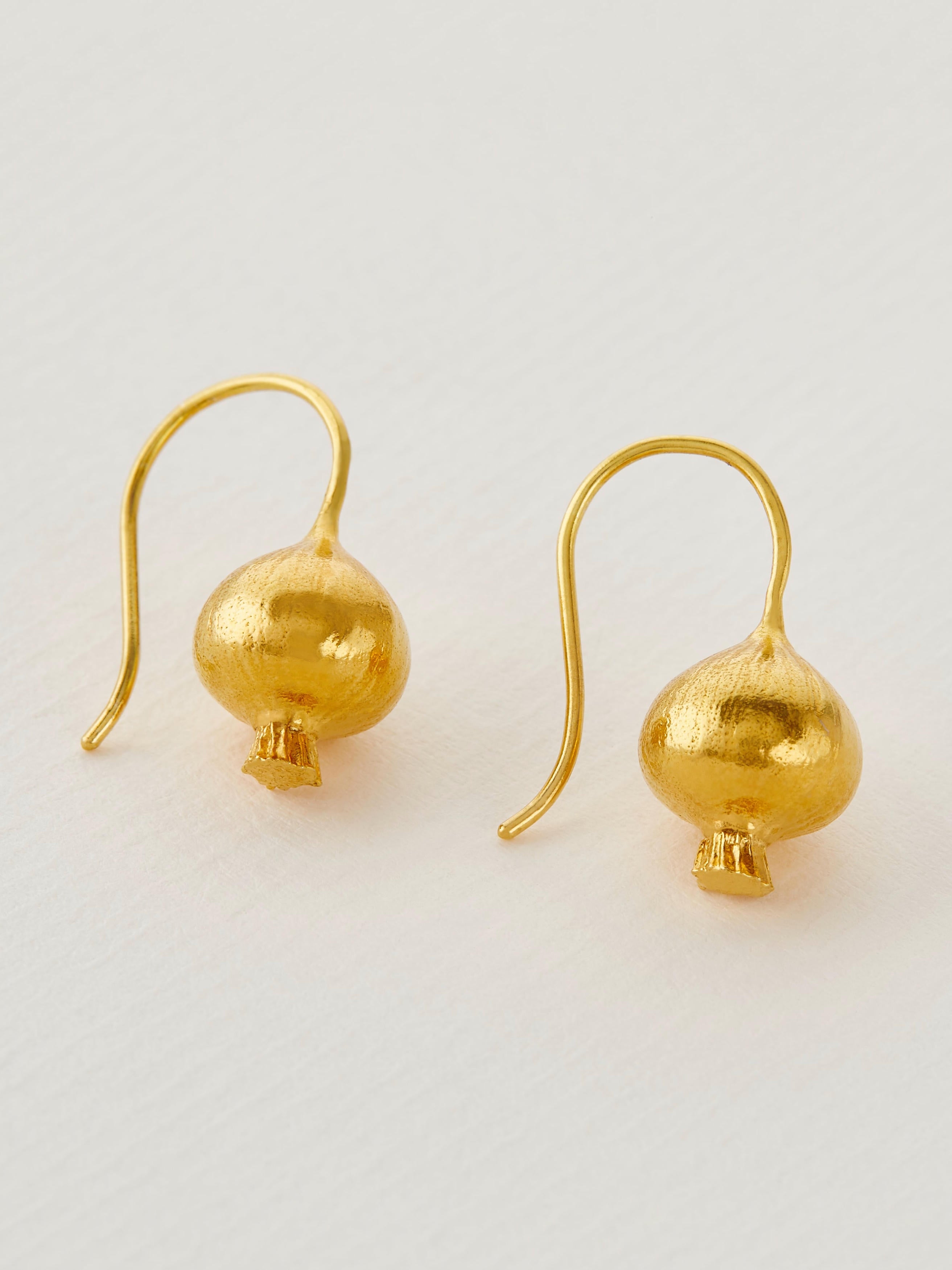 Onion Hook Drop Earrings - image 2 | gold plate
