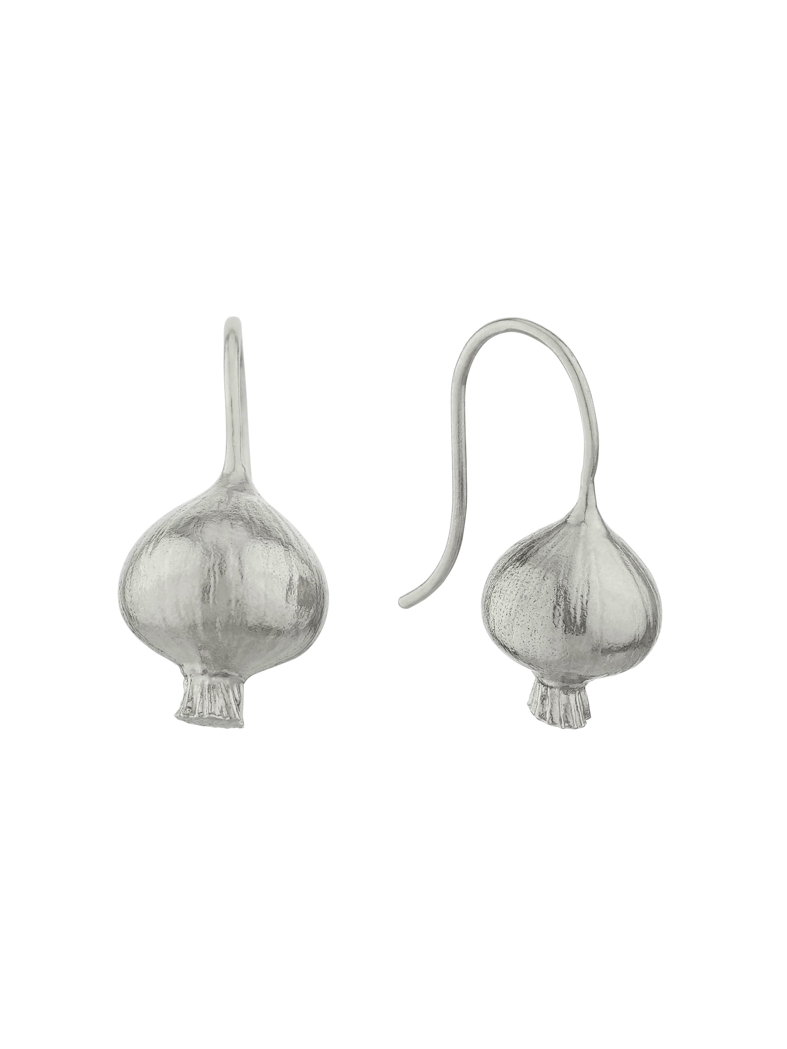 Onion Hook Drop Earrings - image 4 | silver