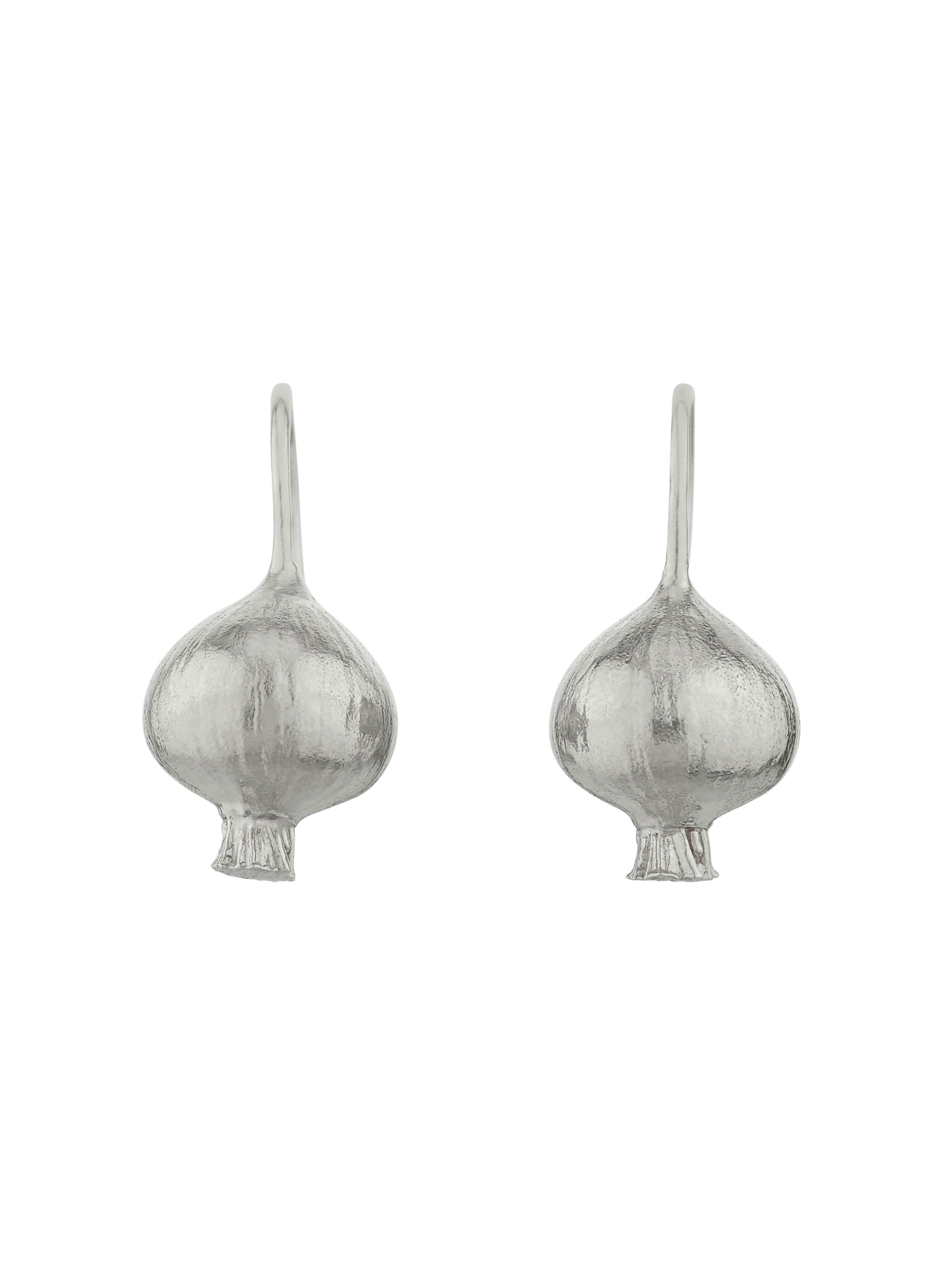 Onion Hook Drop Earrings - image 6 | silver