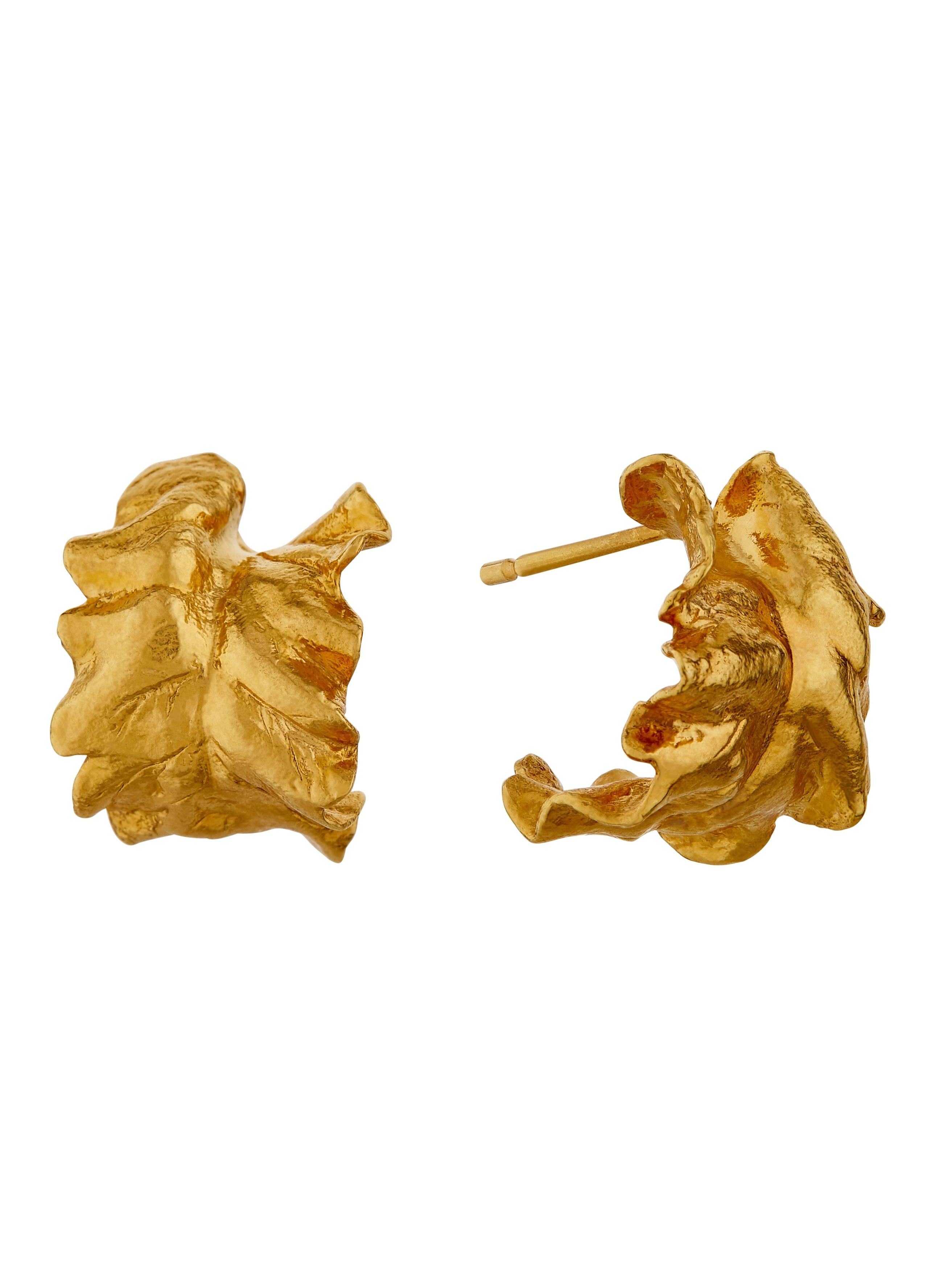 Chard Leafy Hoop Earrings - image 1 | gold plate