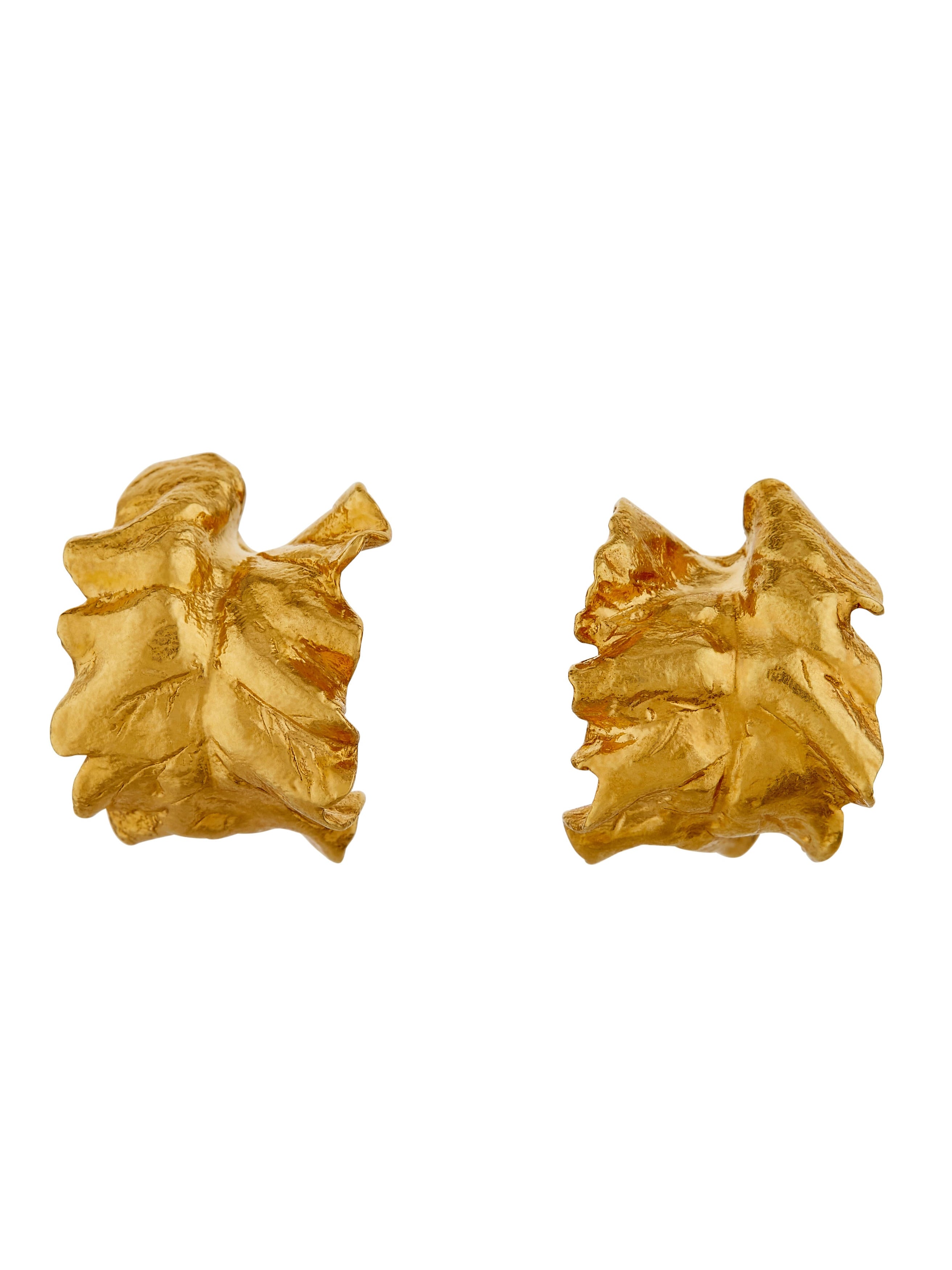 Chard Leafy Hoop Earrings - image 4 | gold plate