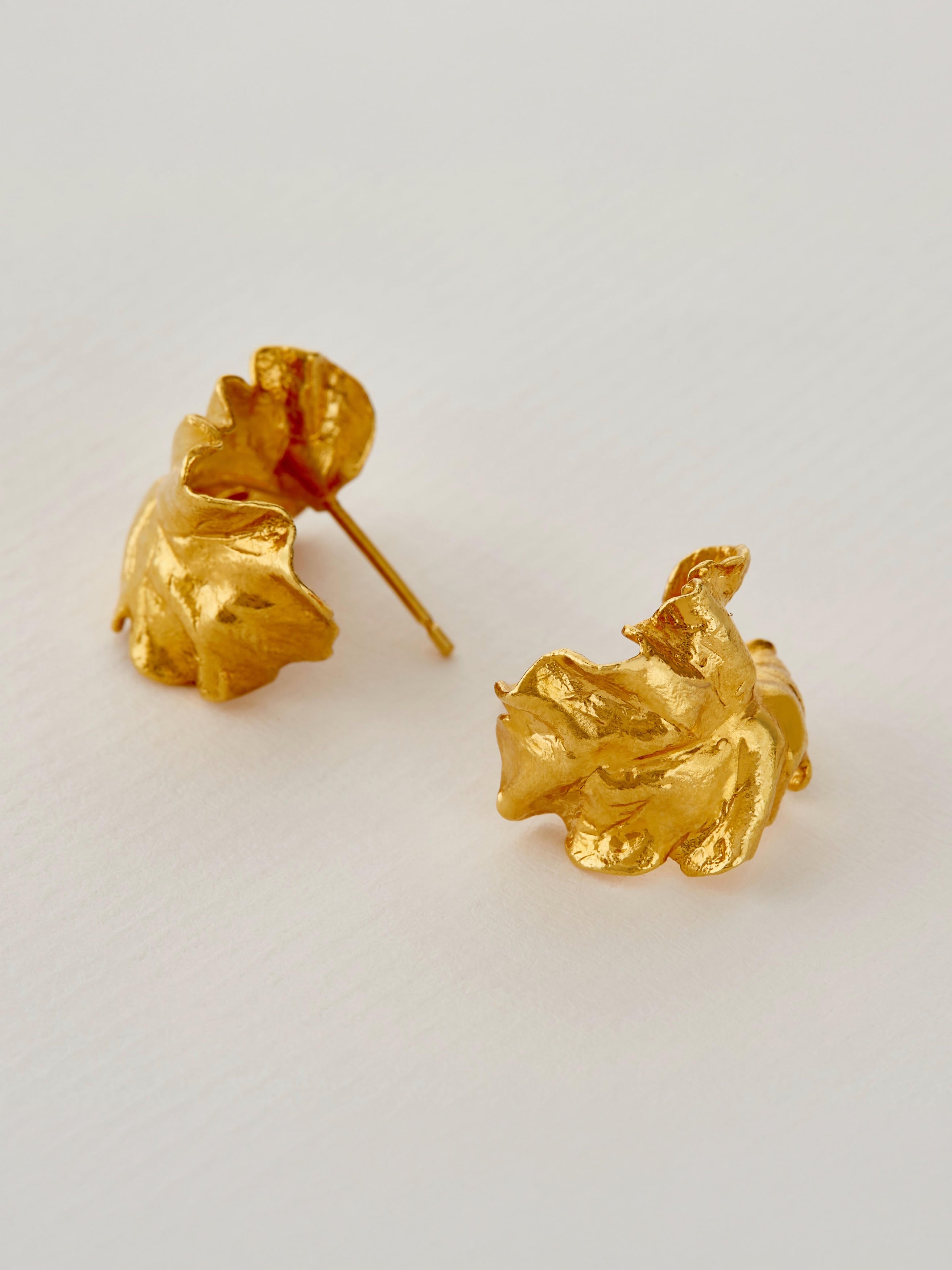 Chard Leafy Hoop Earrings - image 3 | gold plate