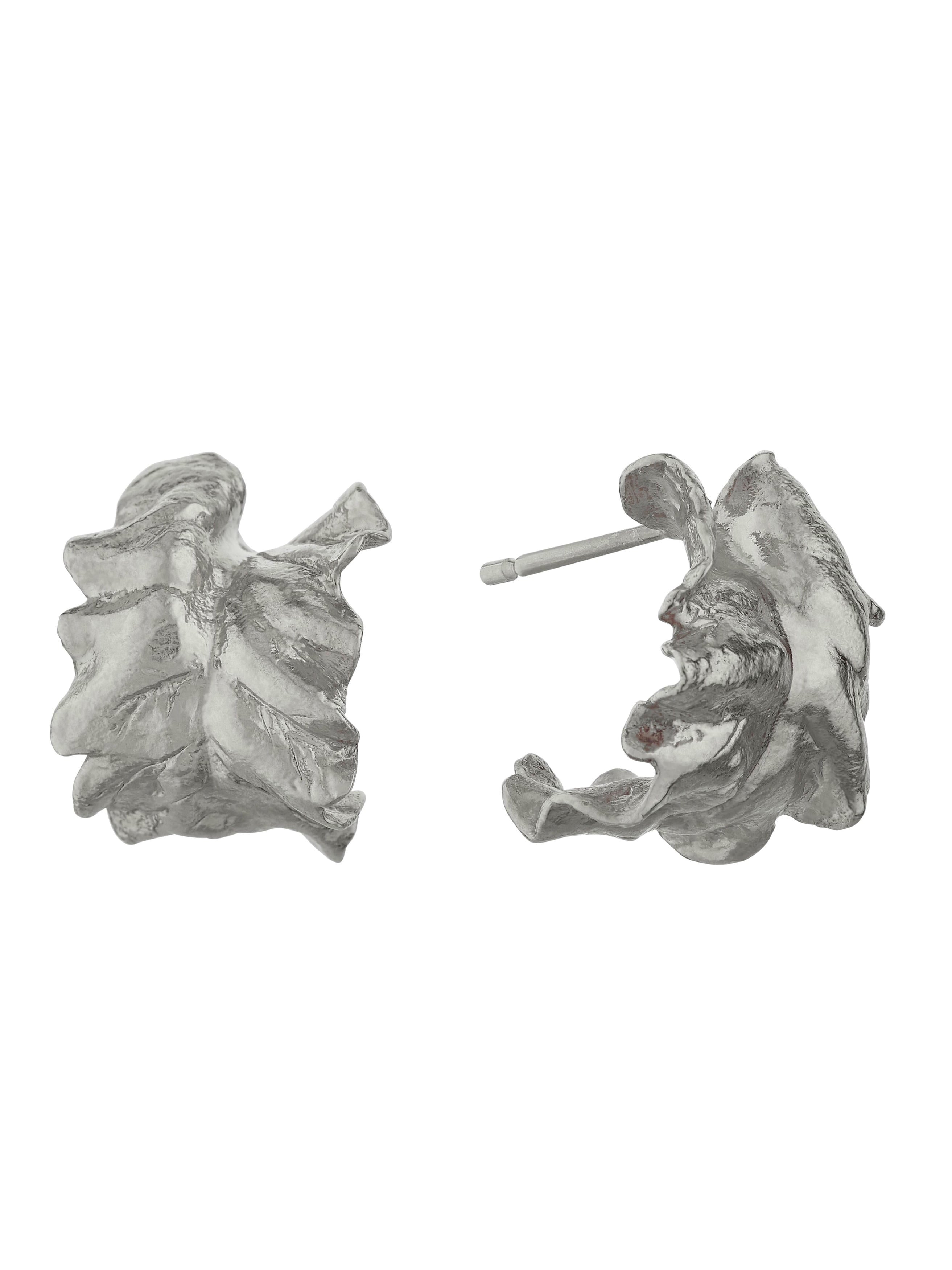 Chard Leafy Hoop Earrings - image 5 | silver