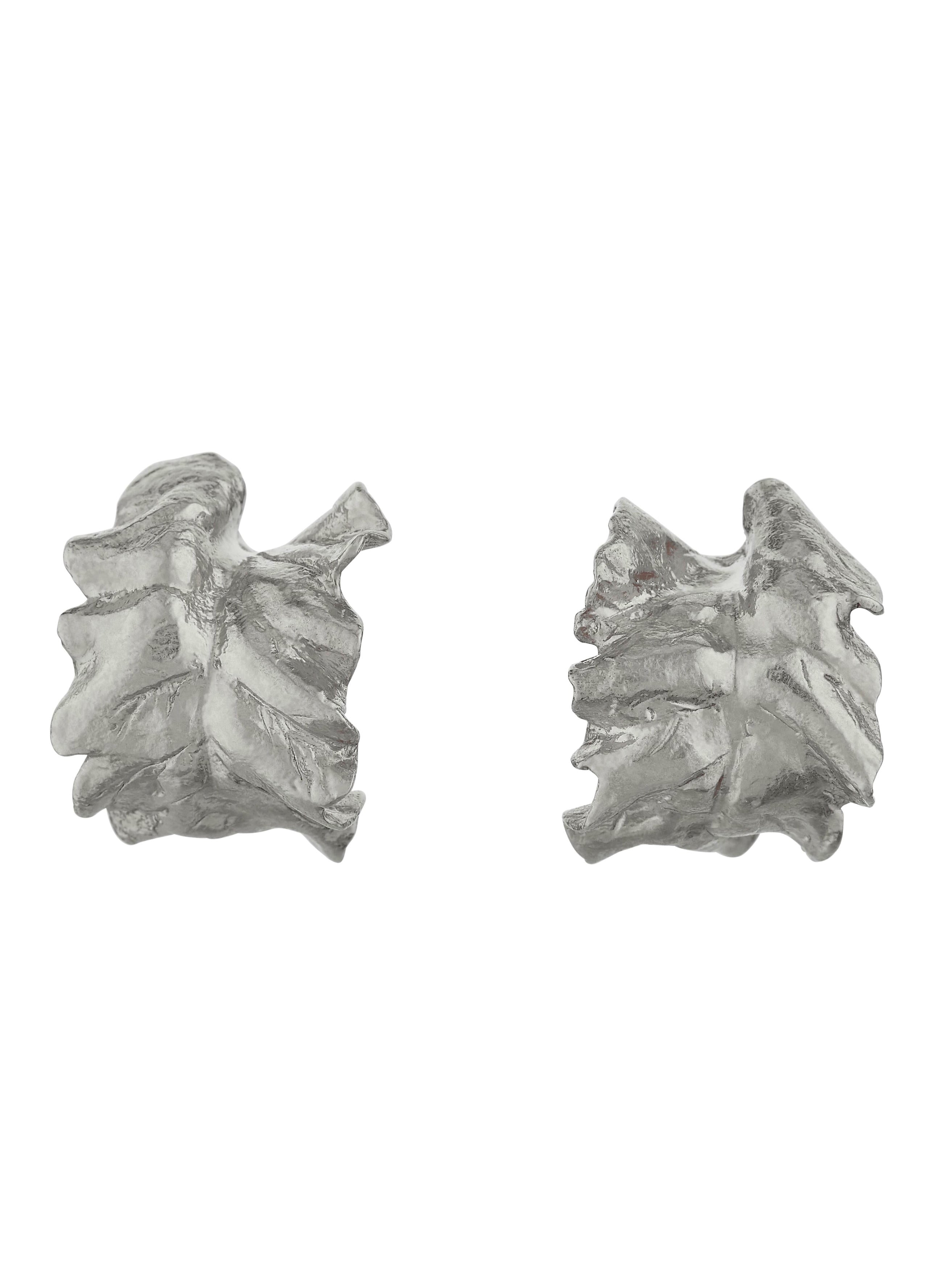 Chard Leafy Hoop Earrings - image 7 | silver