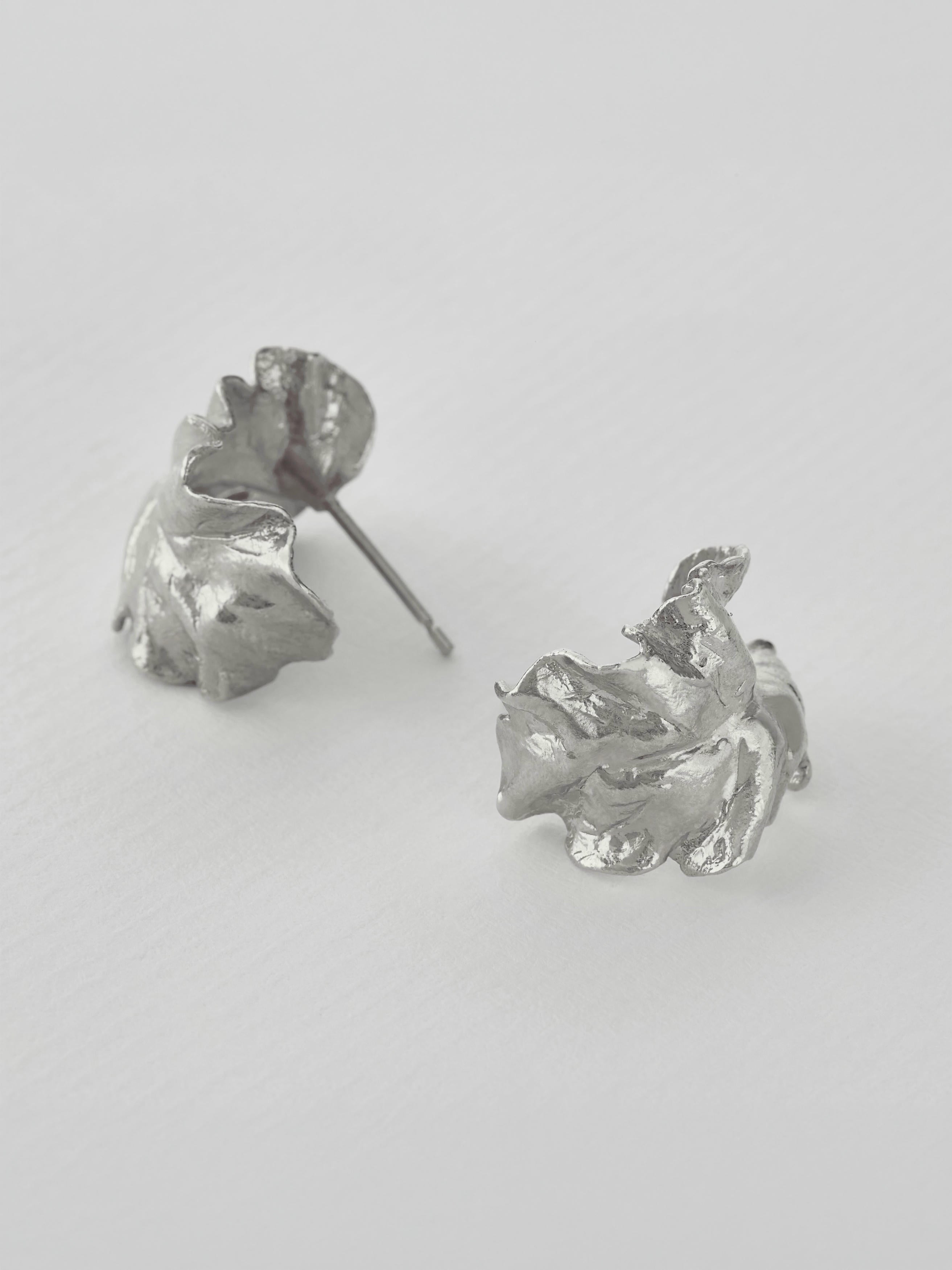 Chard Leafy Hoop Earrings - image 6 | silver