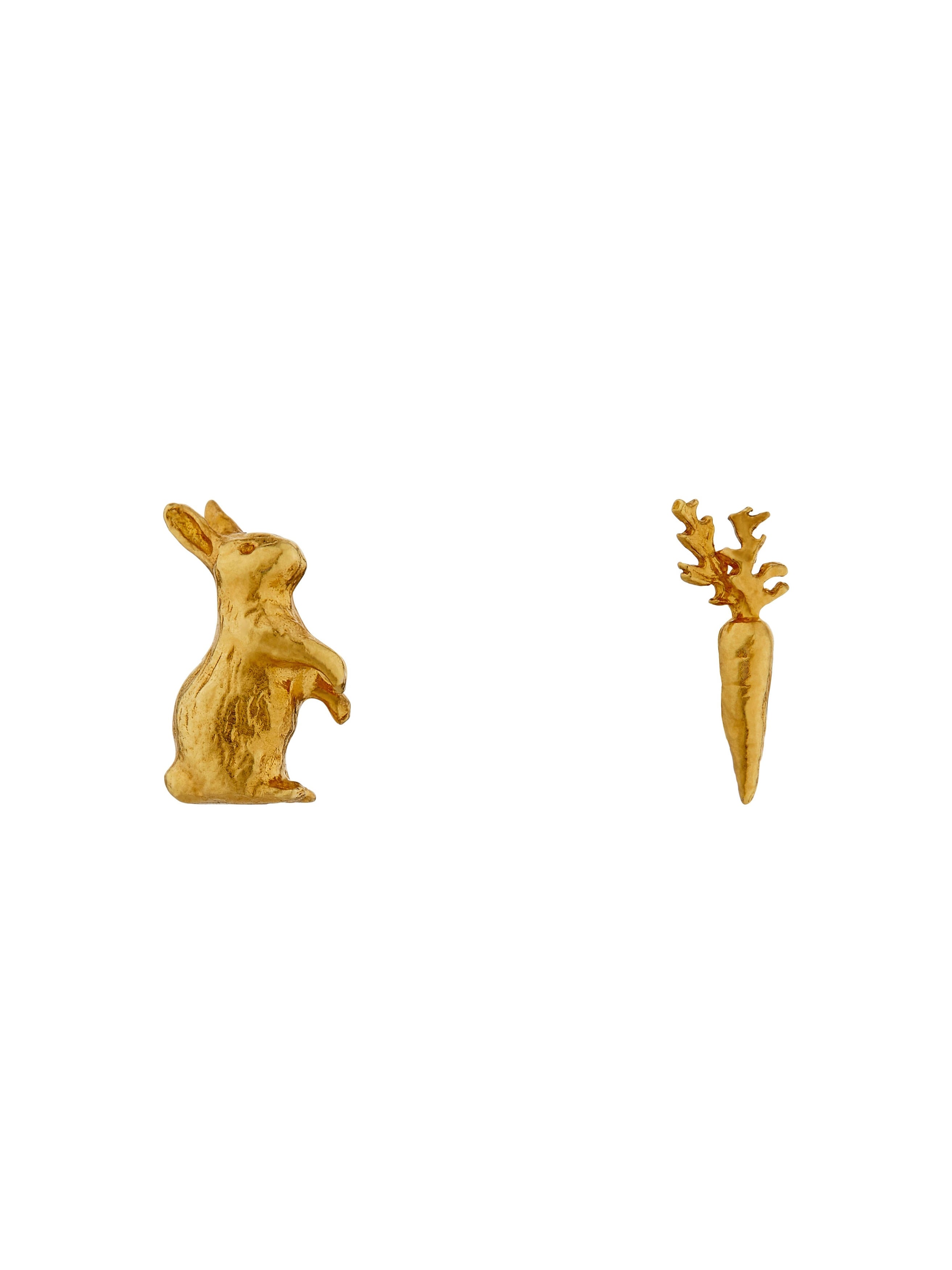 Rabbit & Carrot Asymmetric Earrings - image 5 | gold plate