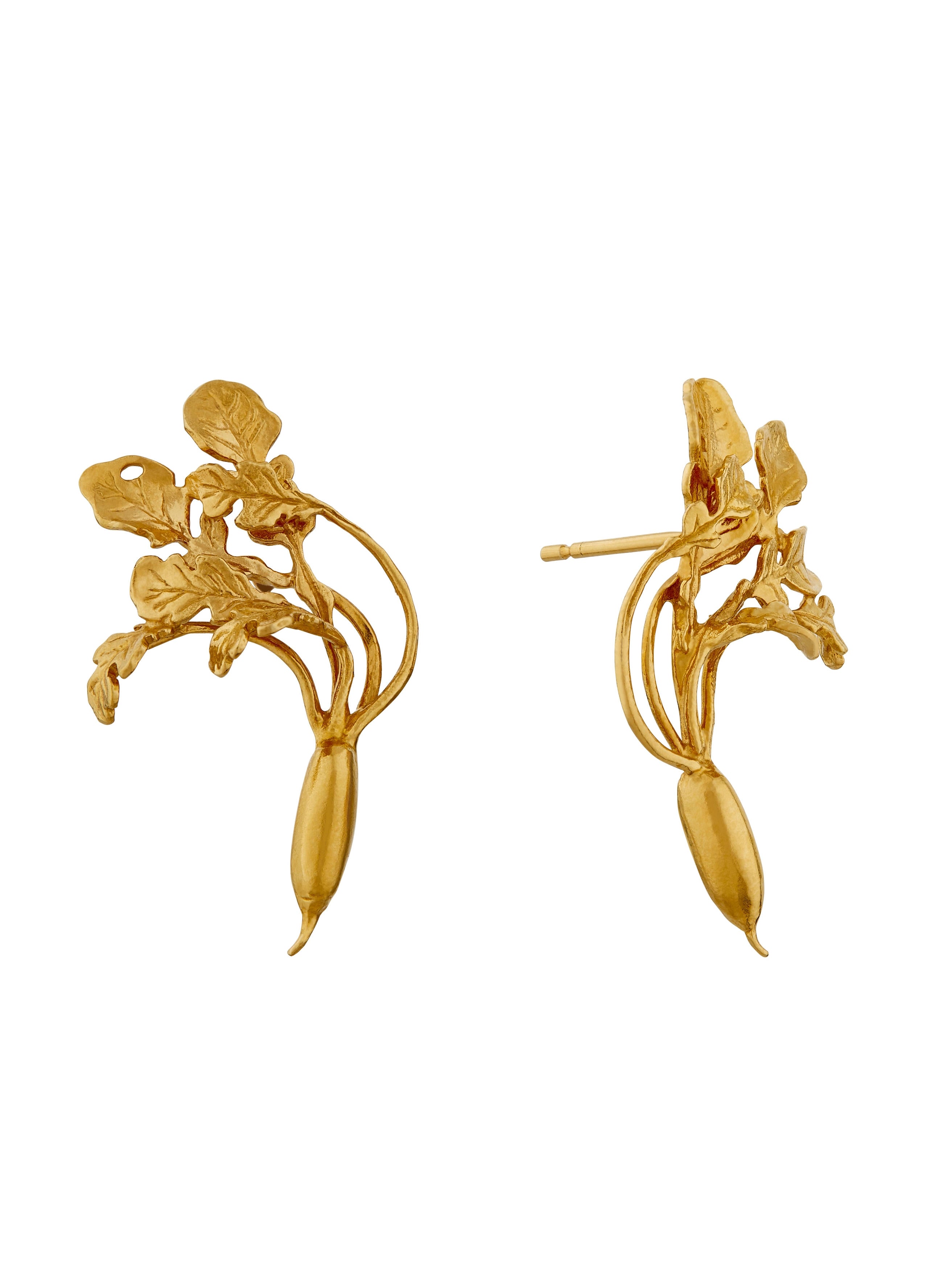 French Radish Stud Earrings - image 1 | gold plate