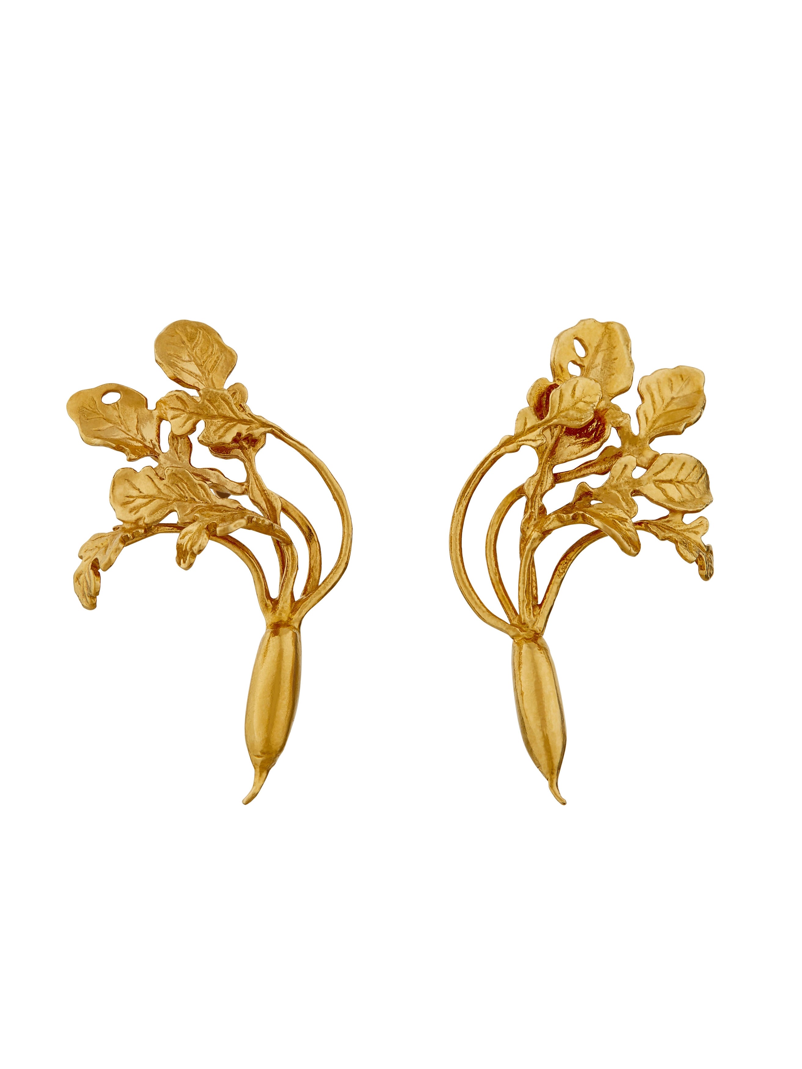 French Radish Stud Earrings - image 4 | gold plate