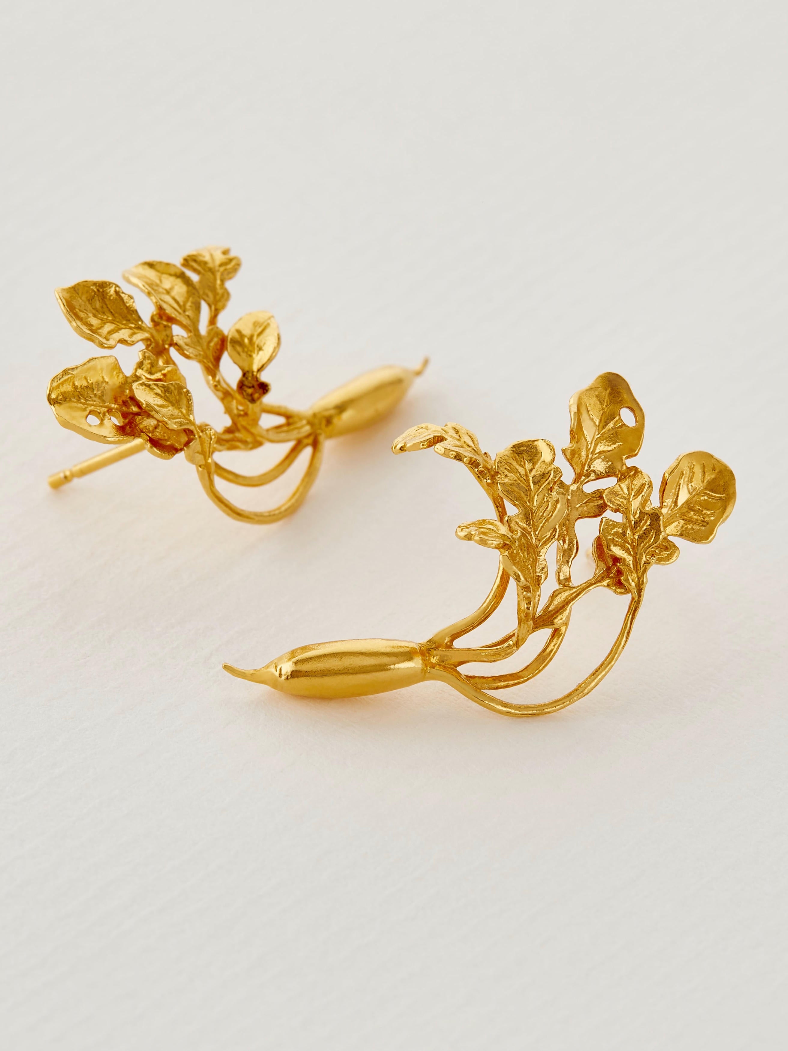 French Radish Stud Earrings - image 3 | gold plate