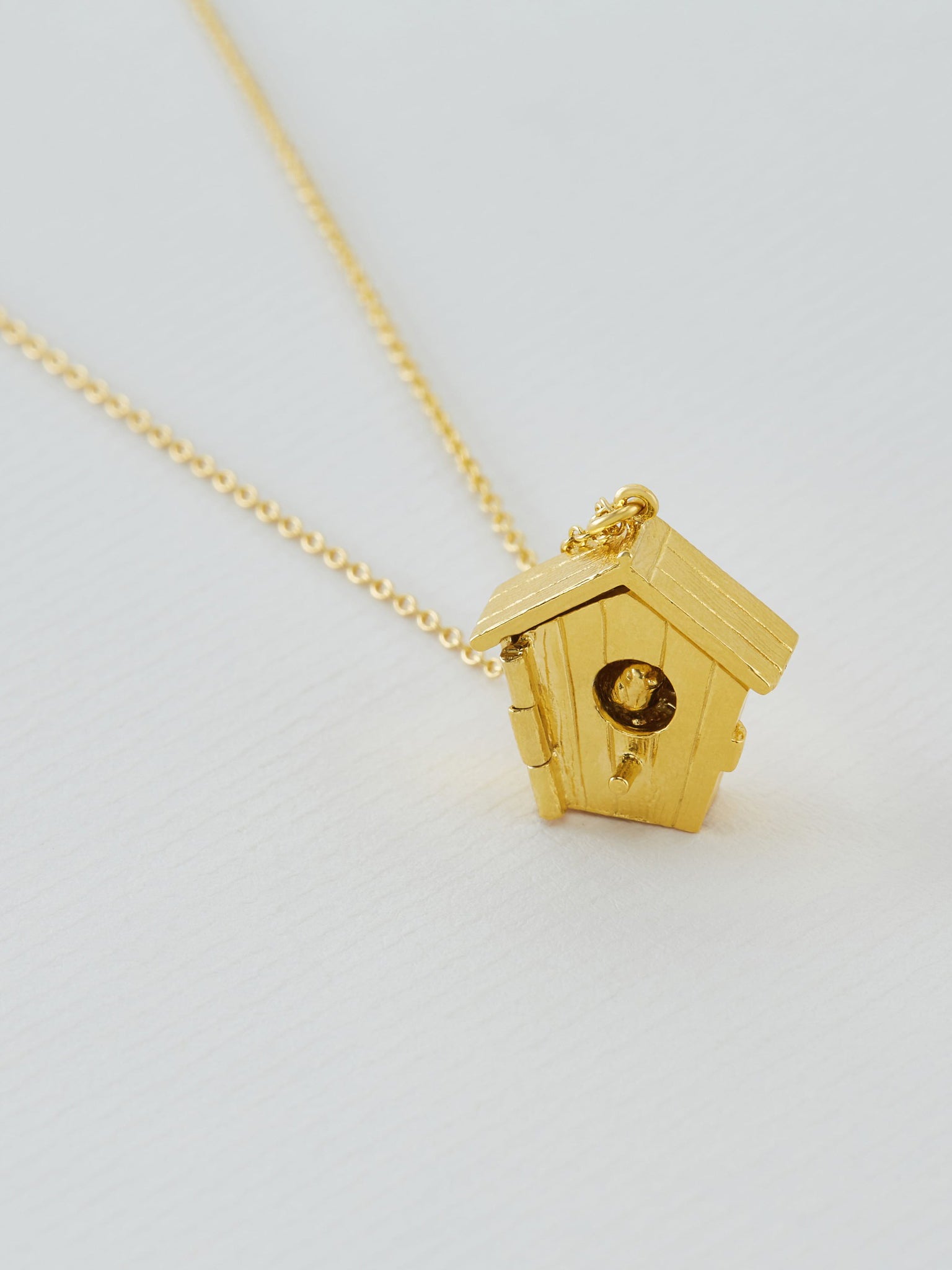 Nesting Birdhouse Necklace - image 5 | gold plate