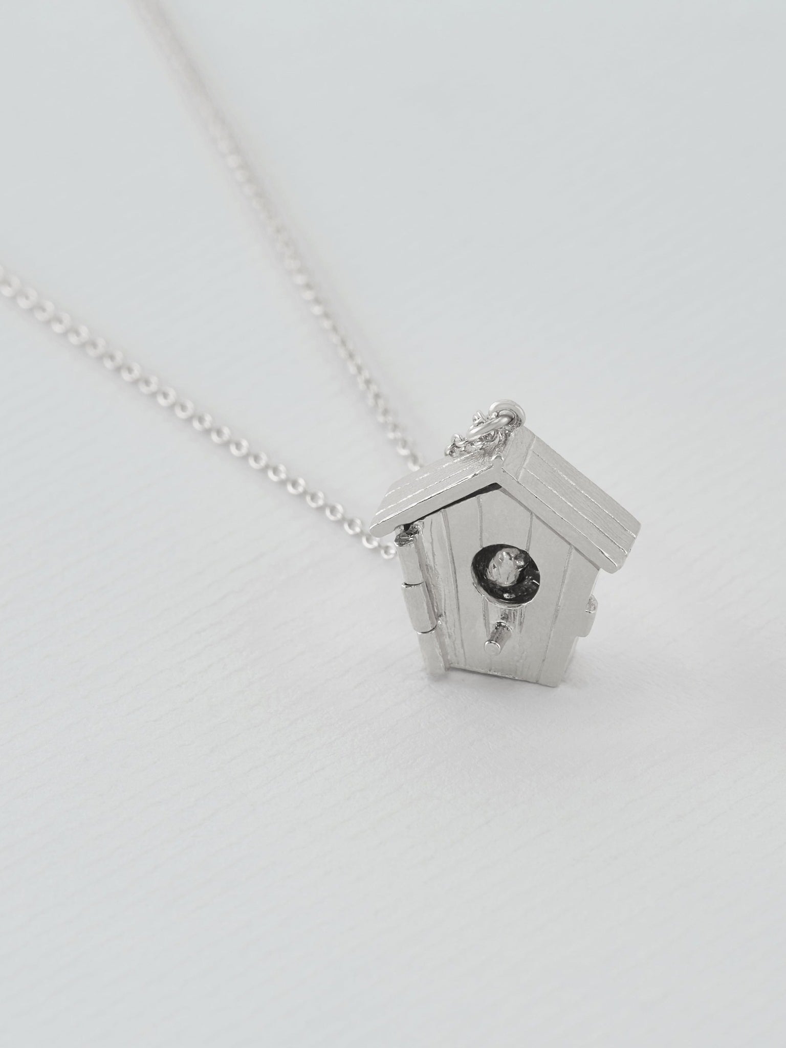 Nesting Birdhouse Necklace - image 9 | silver