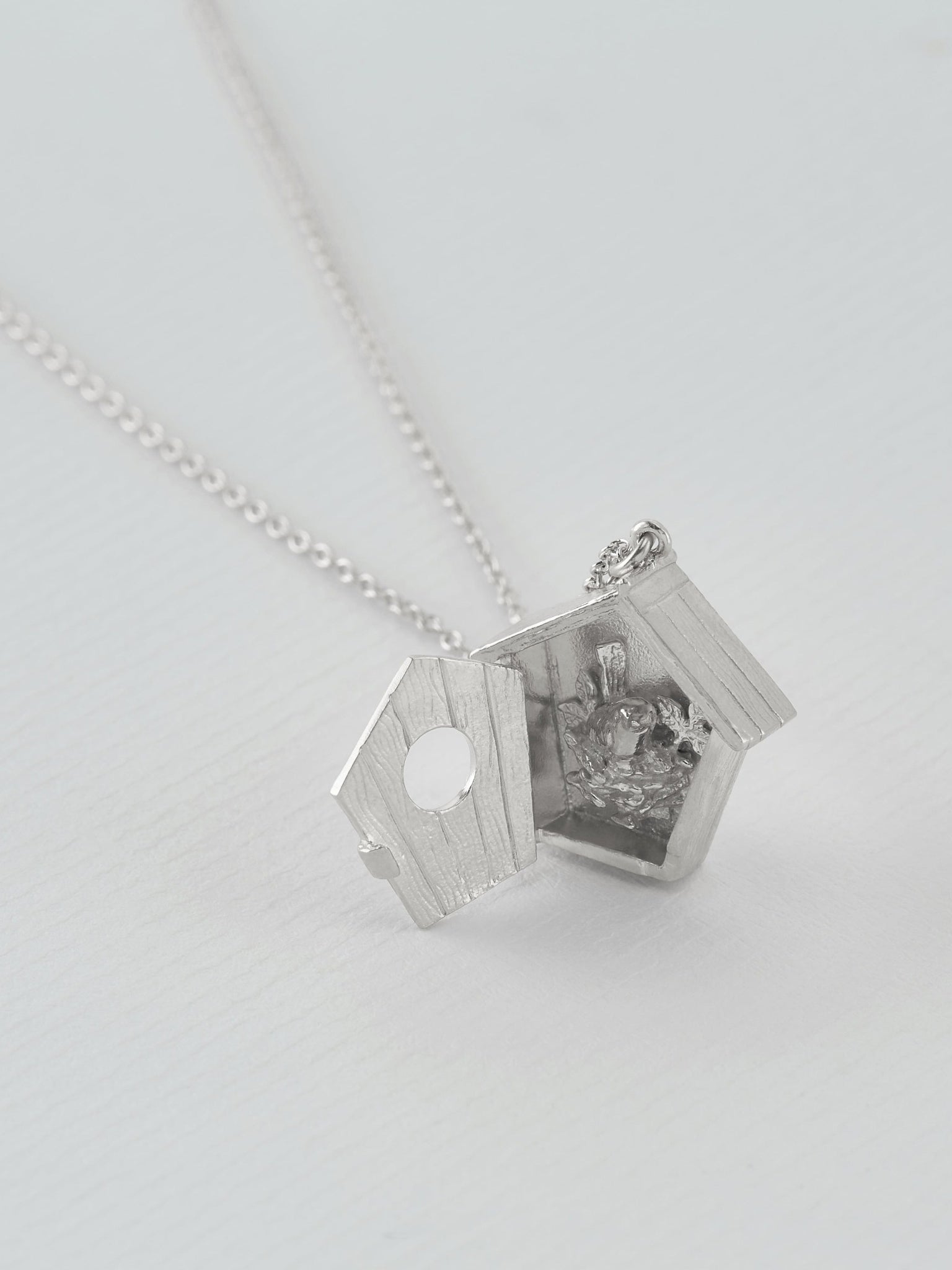 Nesting Birdhouse Necklace - image 10 | silver