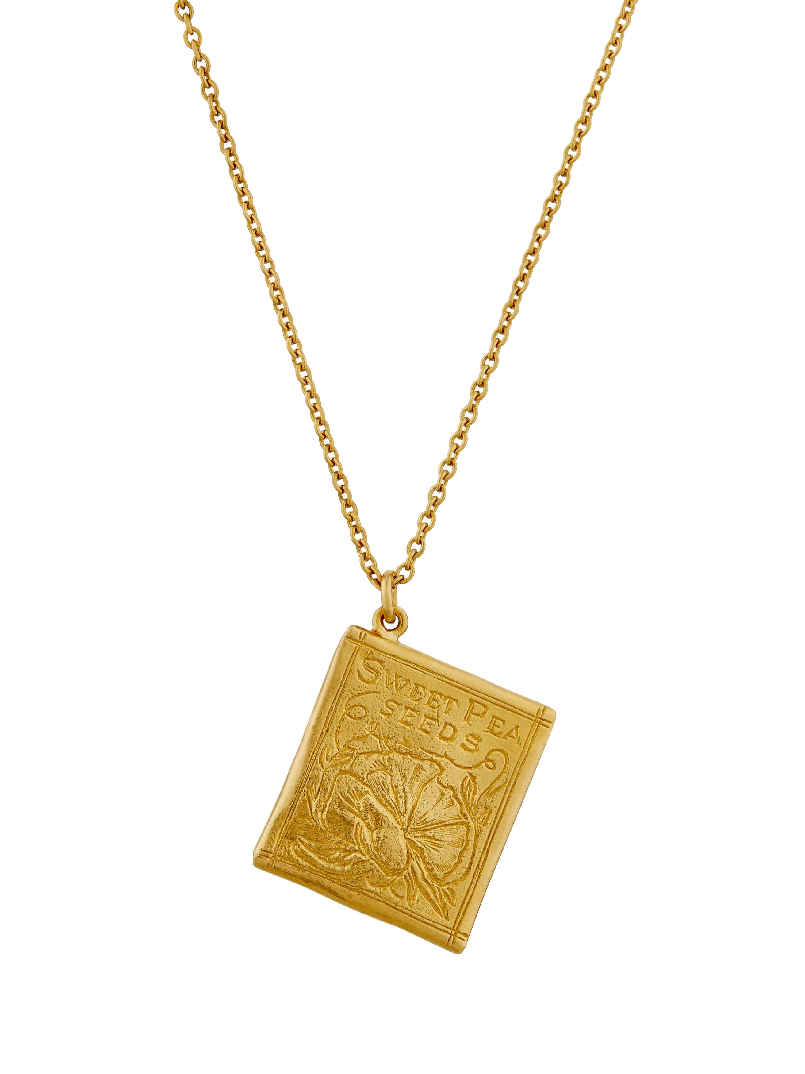 Sweetpea Seed Packet Necklace - image 1 | gold plate