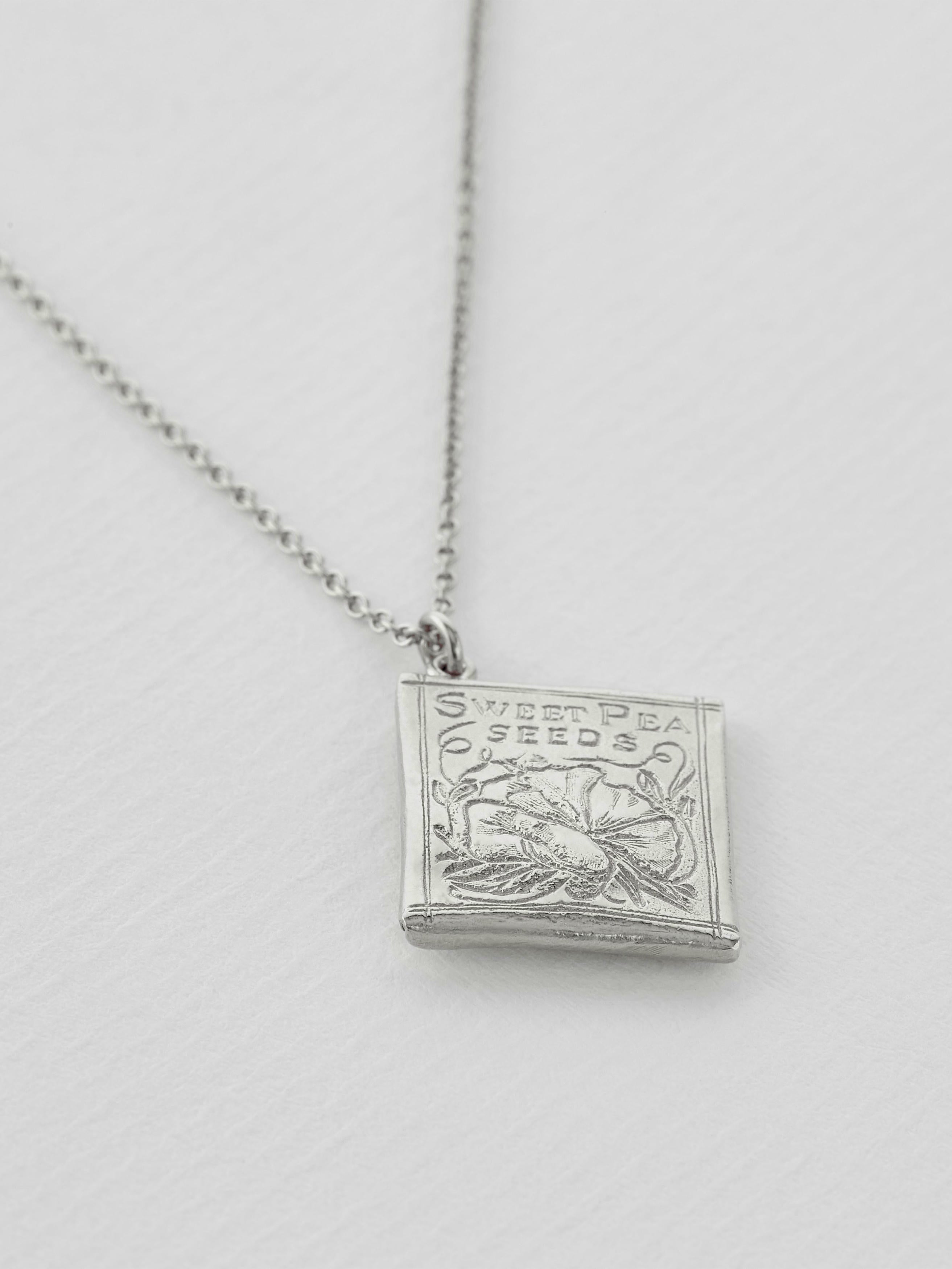 Sweetpea Seed Packet Necklace - image 5 | silver