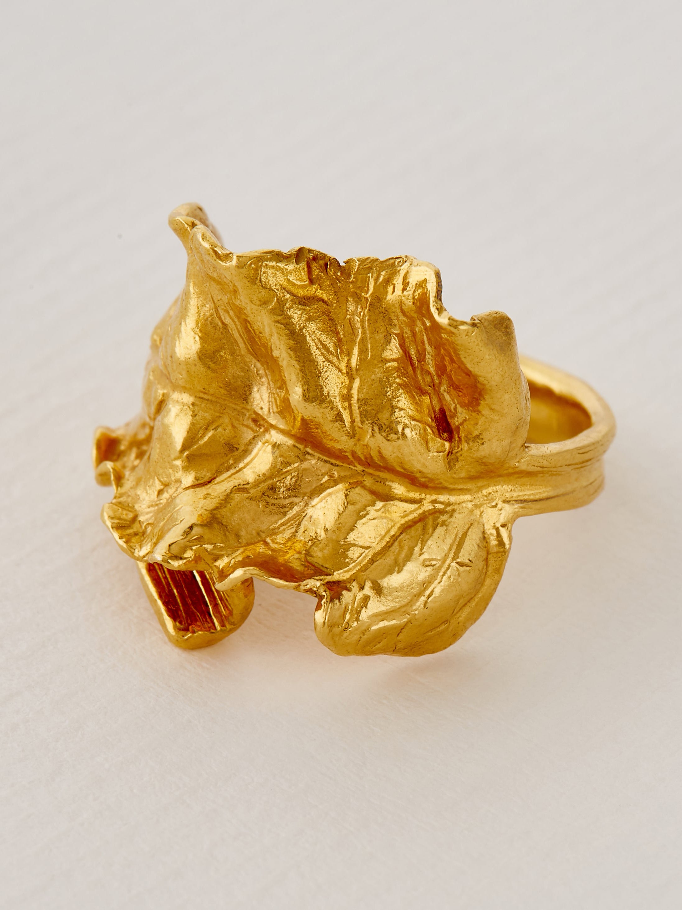 Wrapped Chard Leaf Ring - image 2 | gold plate