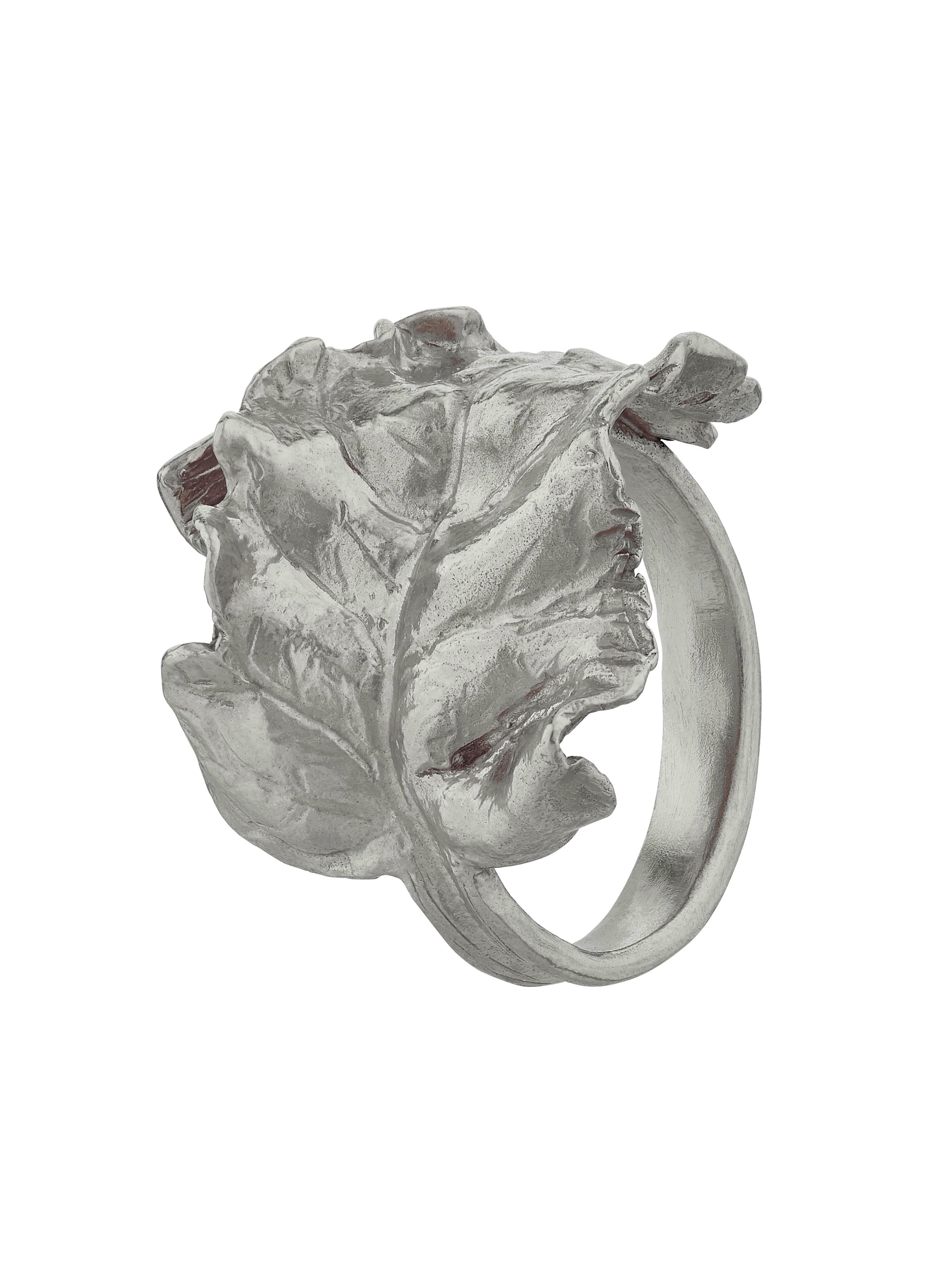 Wrapped Chard Leaf Ring - image 3 | silver