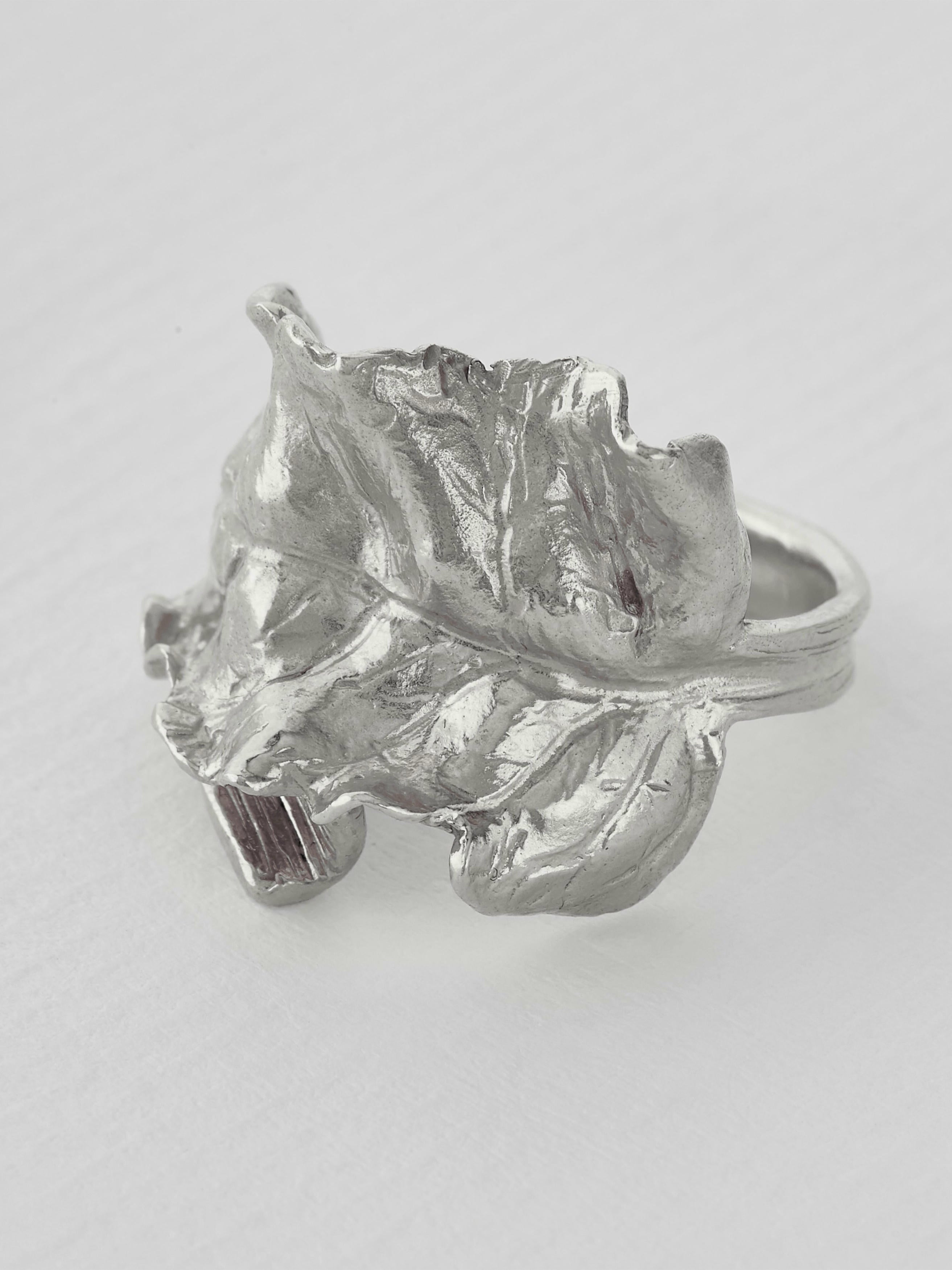 Wrapped Chard Leaf Ring - image 5 | silver