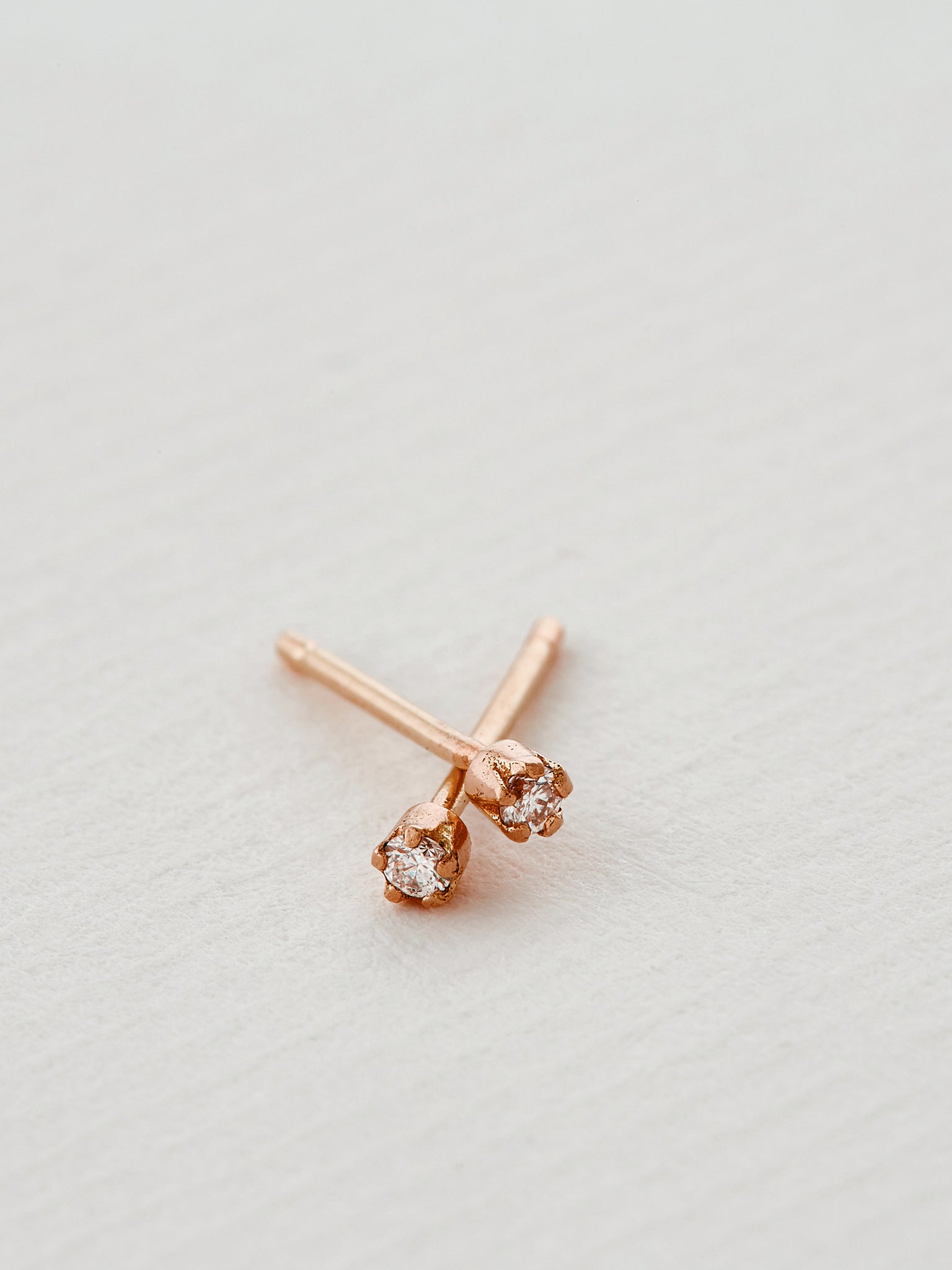 Teeny Tiny Diamond Stud Earrings - image 10 | 18ct rose gold