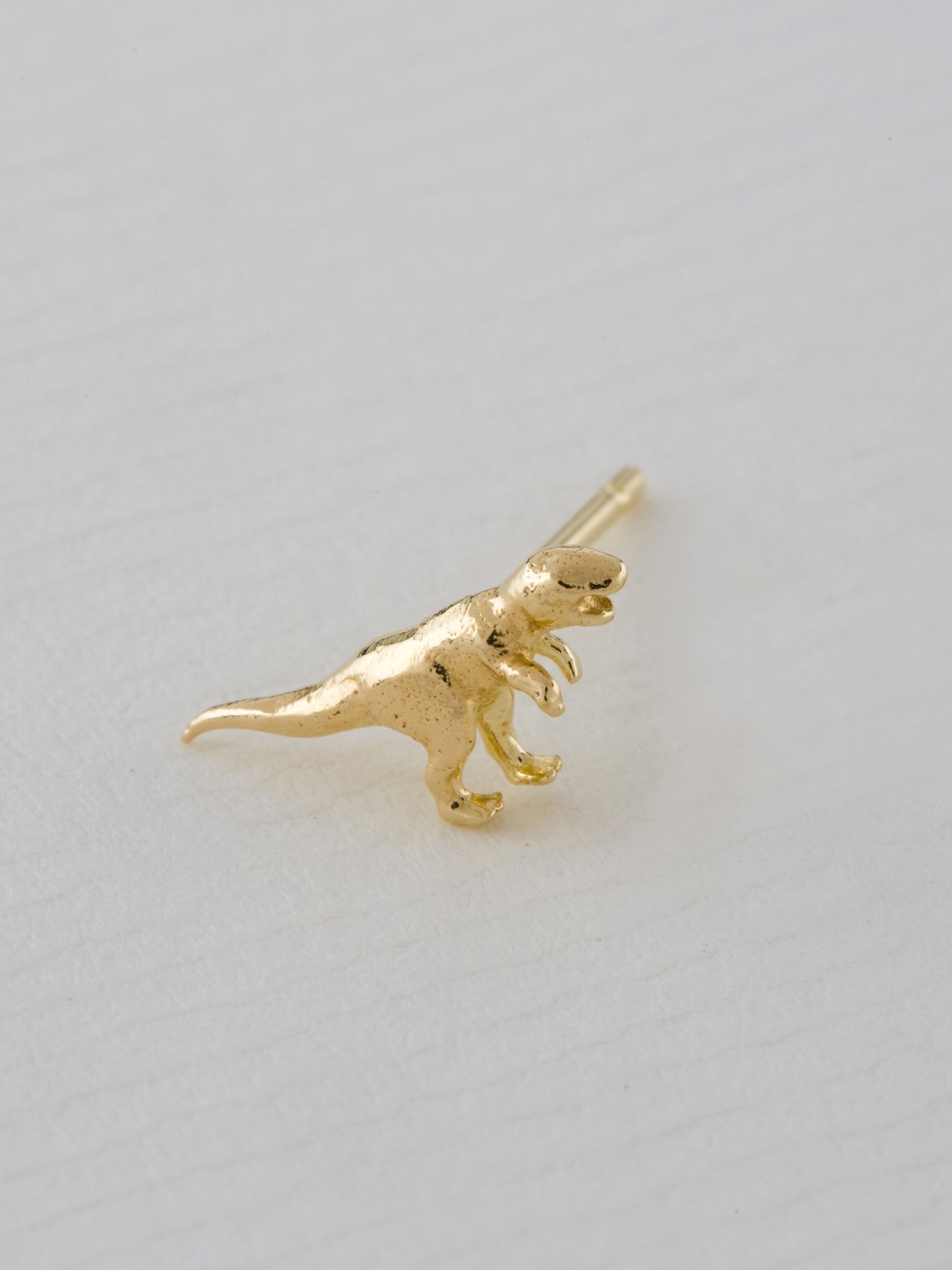Teeny Tiny T-Rex Single Stud Earring - image 5 | 18ct yellow gold
