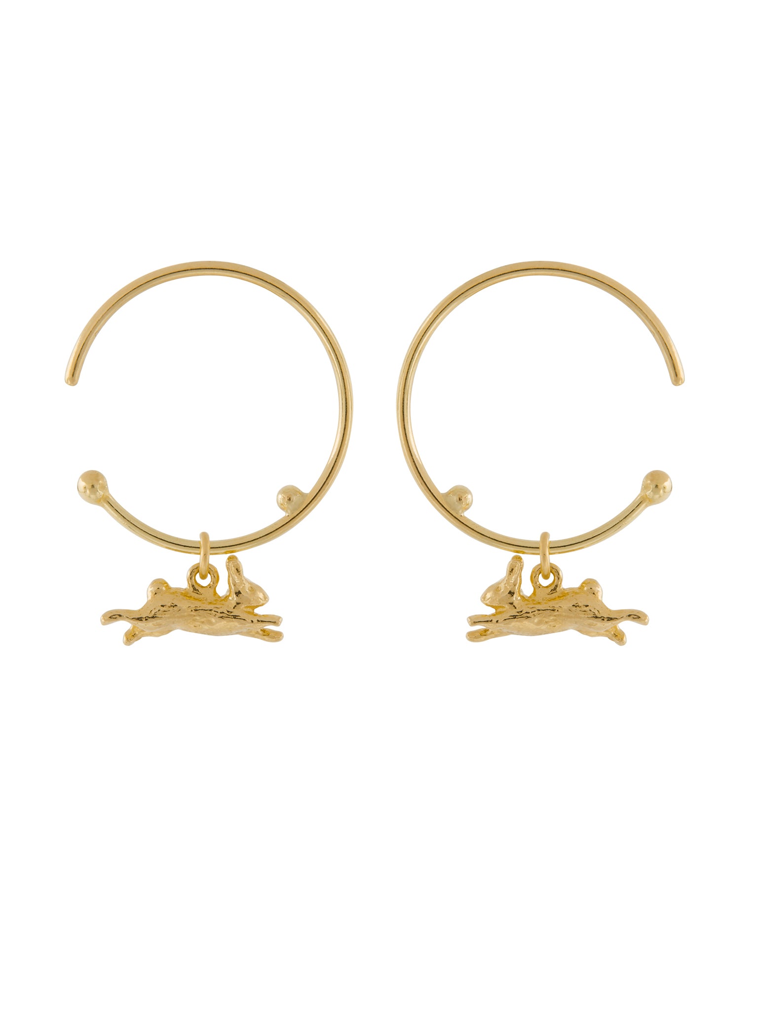 Teeny Tiny Leaping Rabbit Hoop Earrings - image 1 | 18ct yellow gold